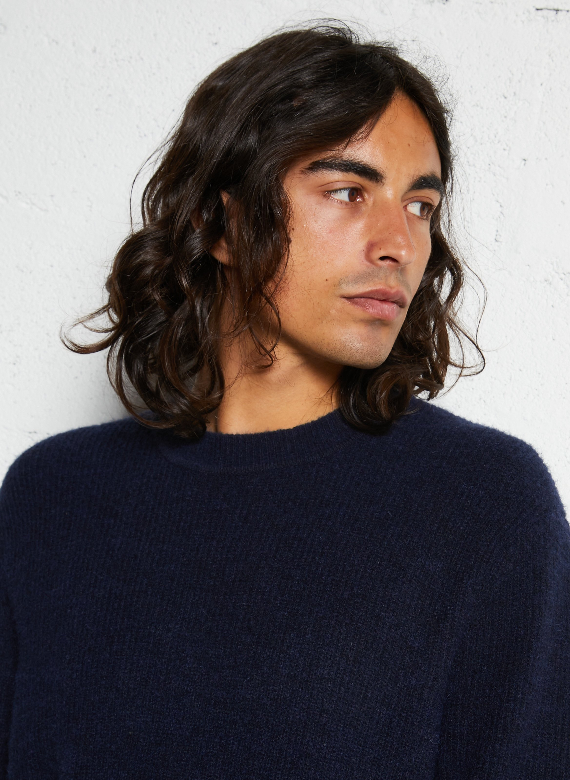 Round neck straight fluffy knit sweater IKKS Blue