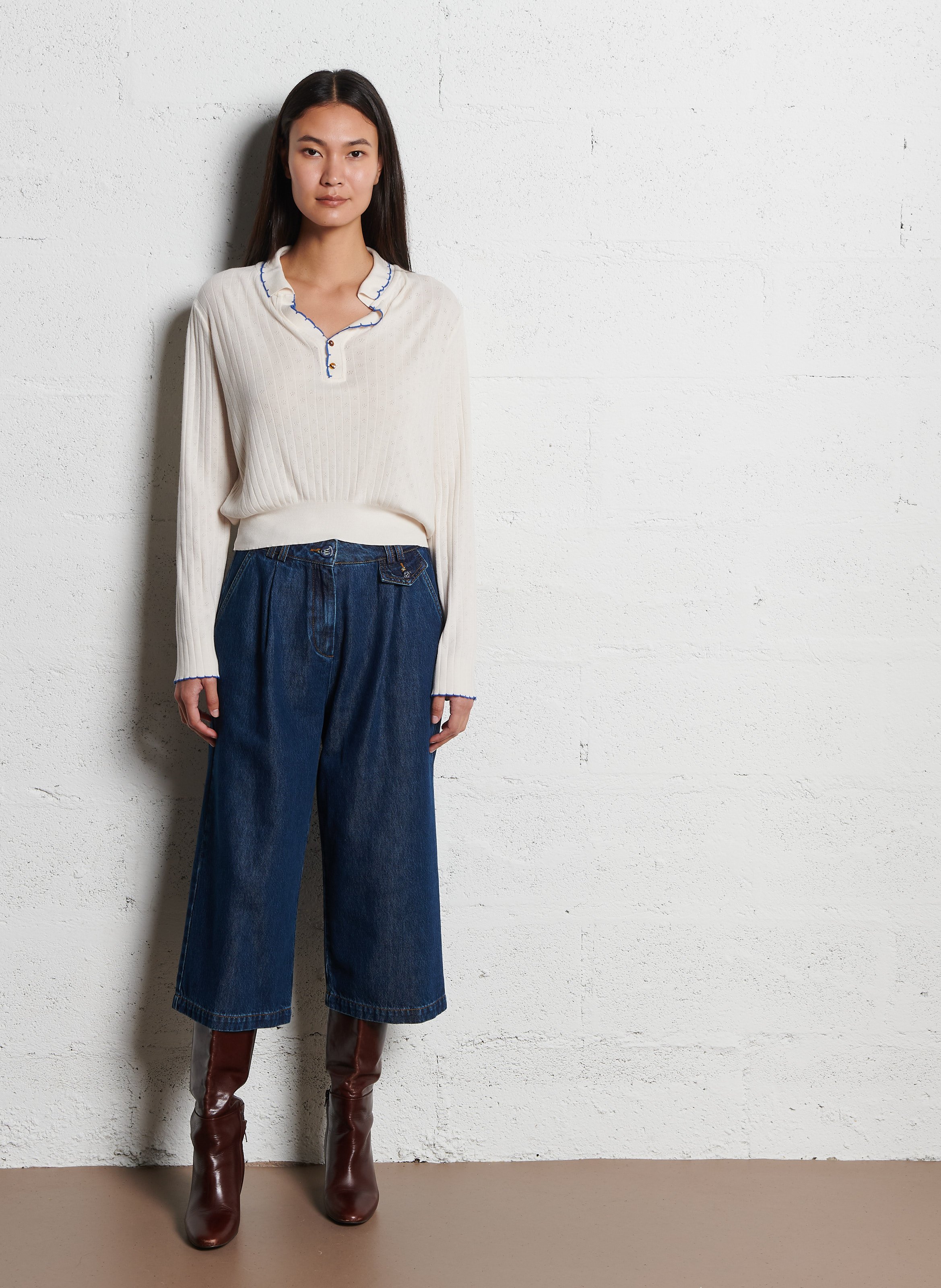 Bedrucktes Trapez-Top aus Baumwolle EMILE ET IDA Beige