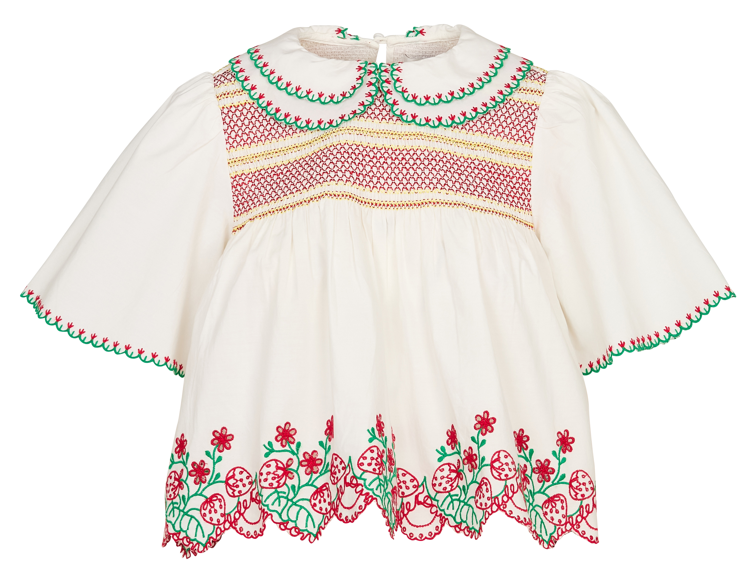 Embroidered Peter Pan Collar Top DAMSON MADDER White