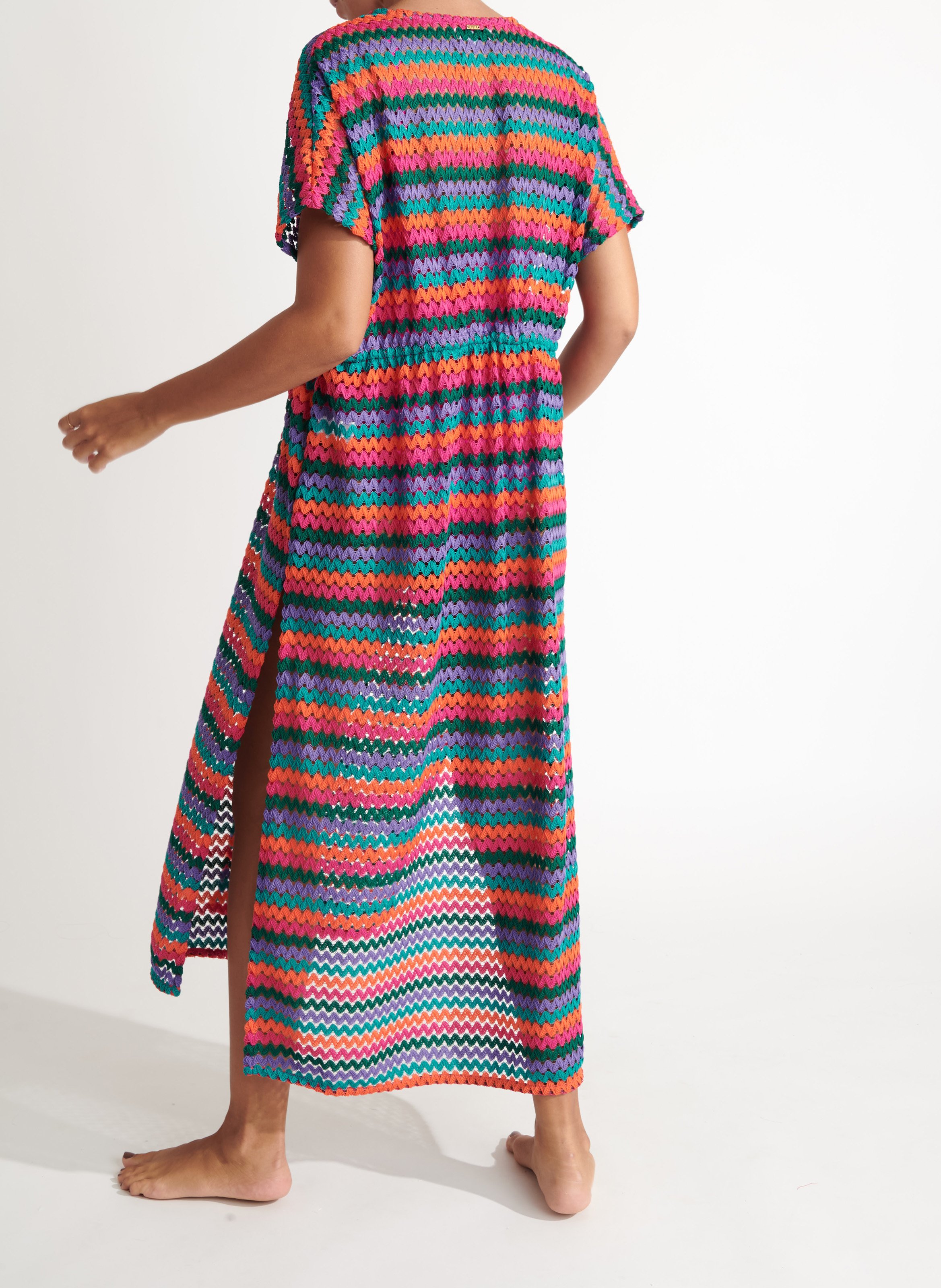 Langer gestreifter Kimono LIVIA Rosa