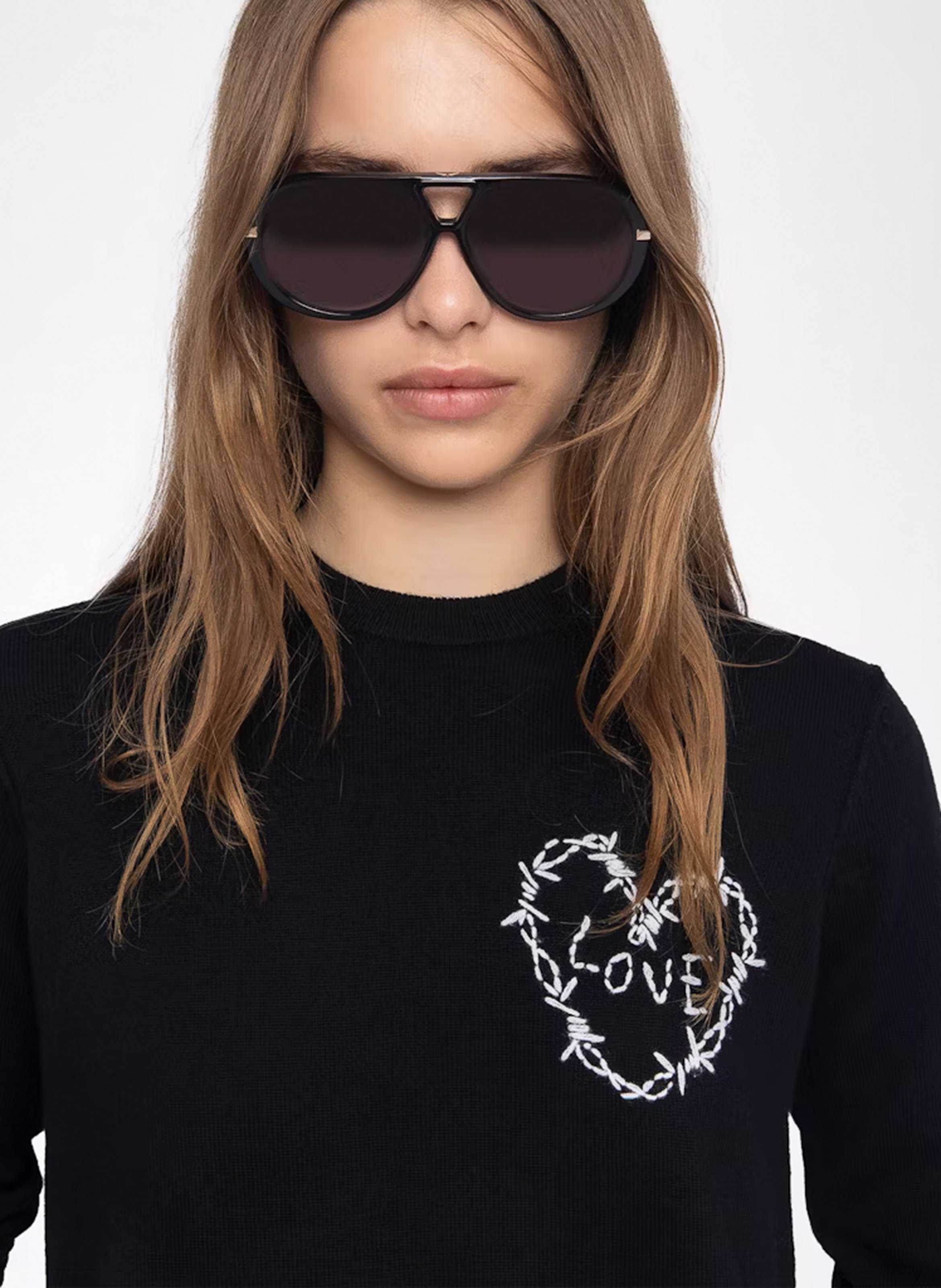 Pull droit en laine mélangée ZADIG&VOLTAIRE Noir