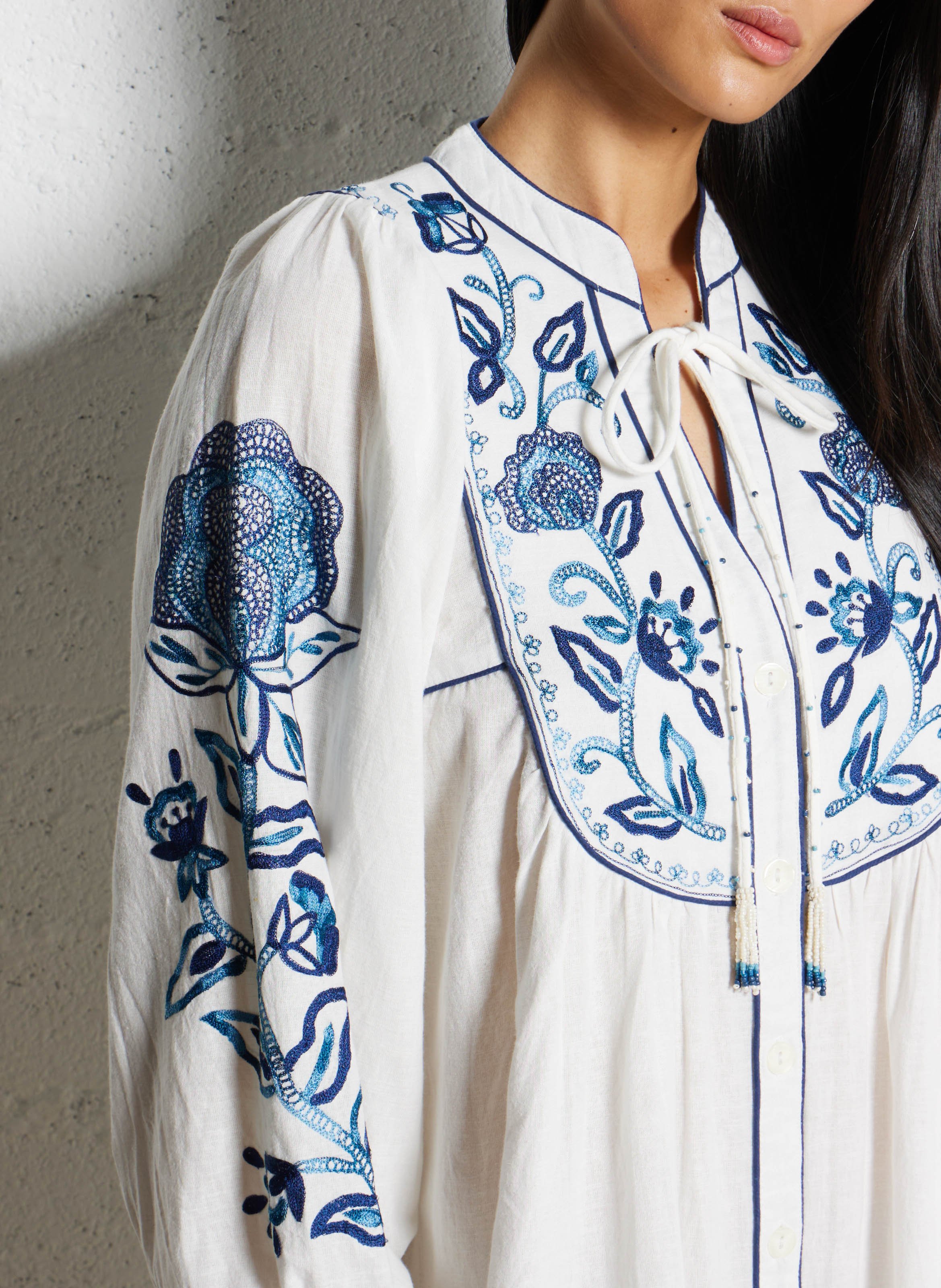 Robe midi col tunisien en coton M.A.B.E Beige