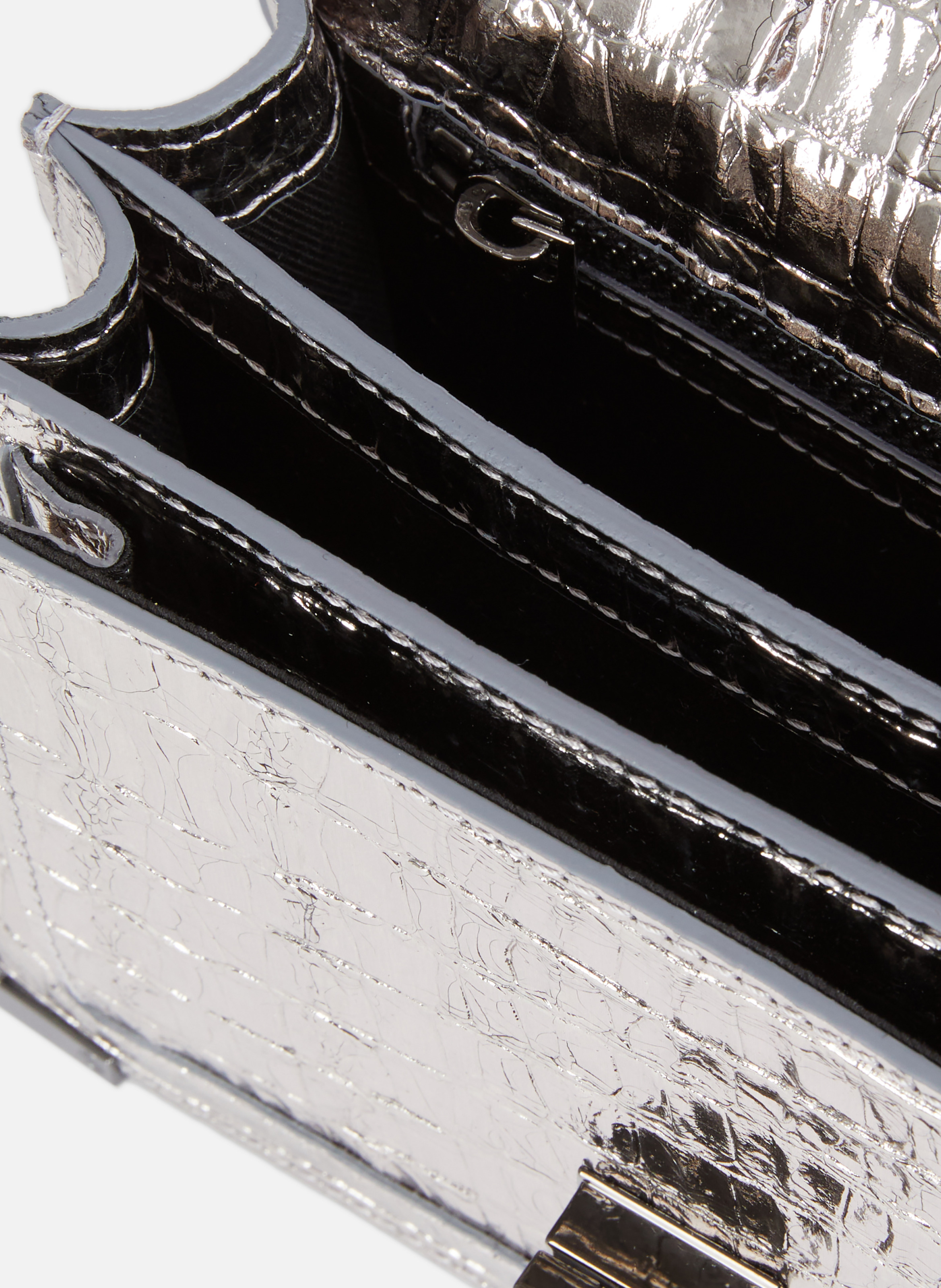 Emily small crocodile-effect leather bag THE KOOPLES Silver