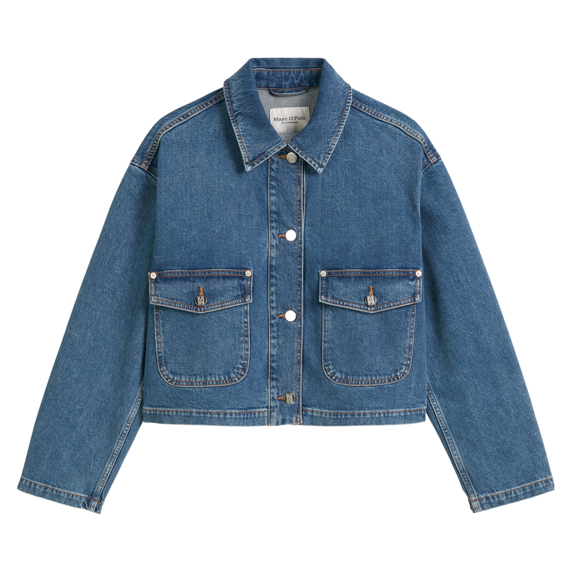 Veste col classique en denim de coton mélangé MARC O&#039;POLO Bleu