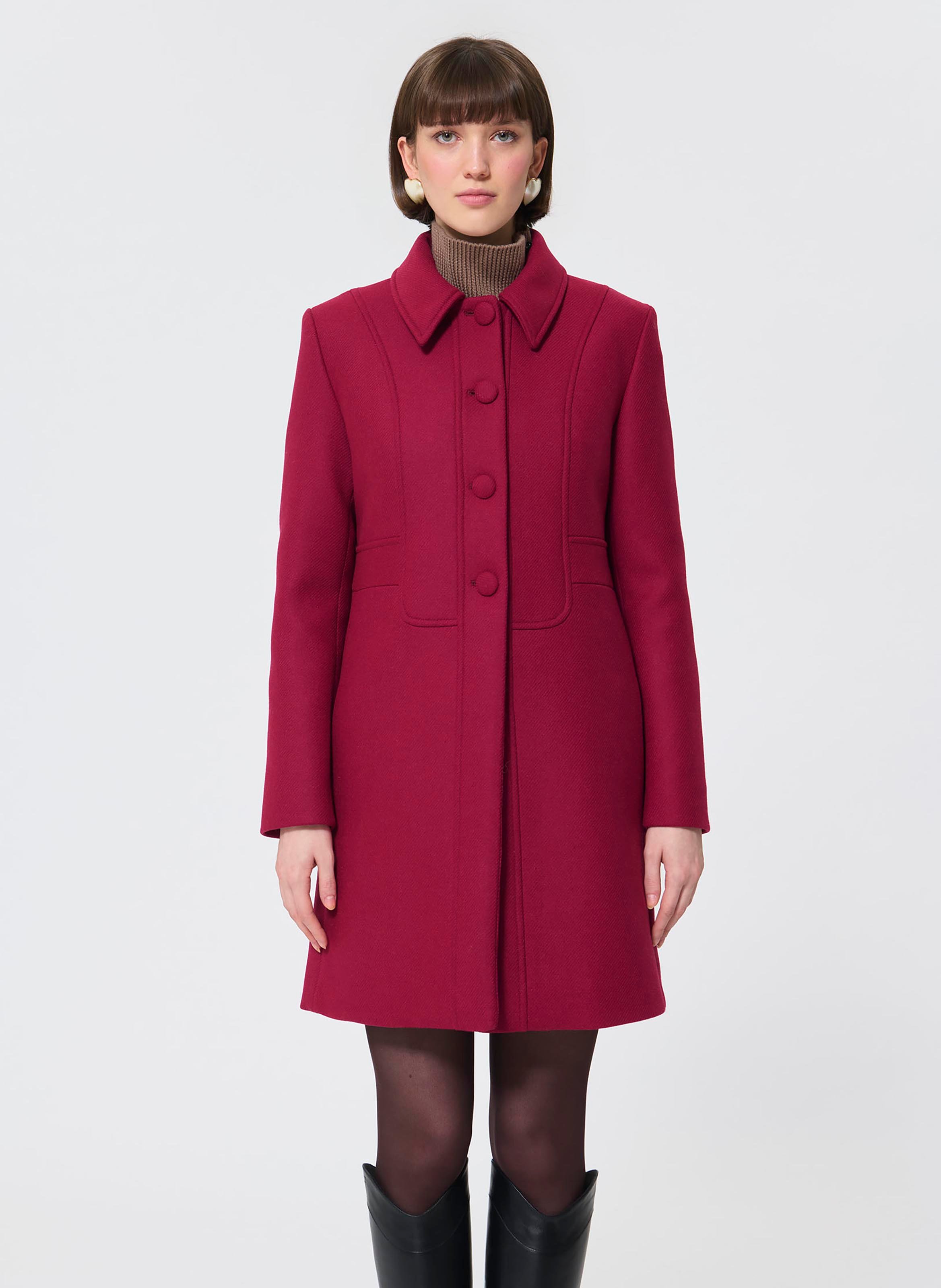 Straight wool-blend coat with classic collar TARA JARMON