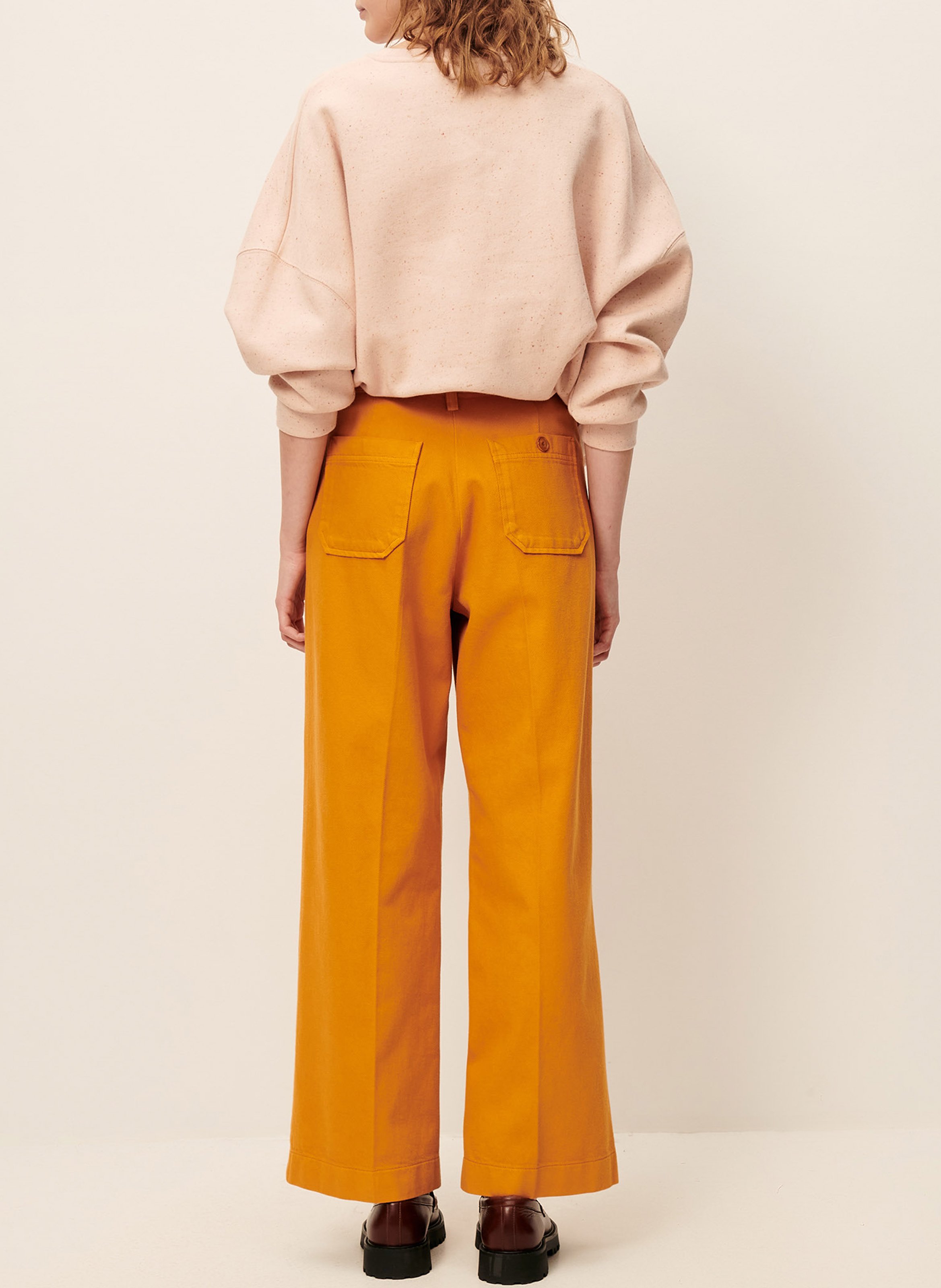 High-rise straight cotton jeans SESSUN Orange