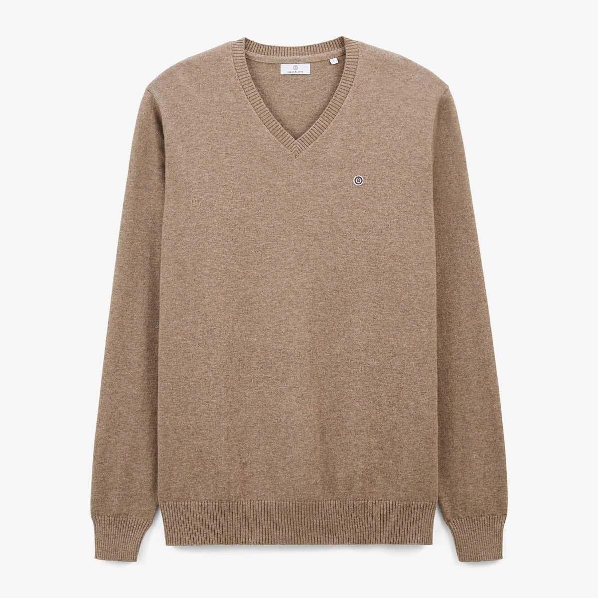 Deep-V two-tone sweater SERGE BLANCO Brown