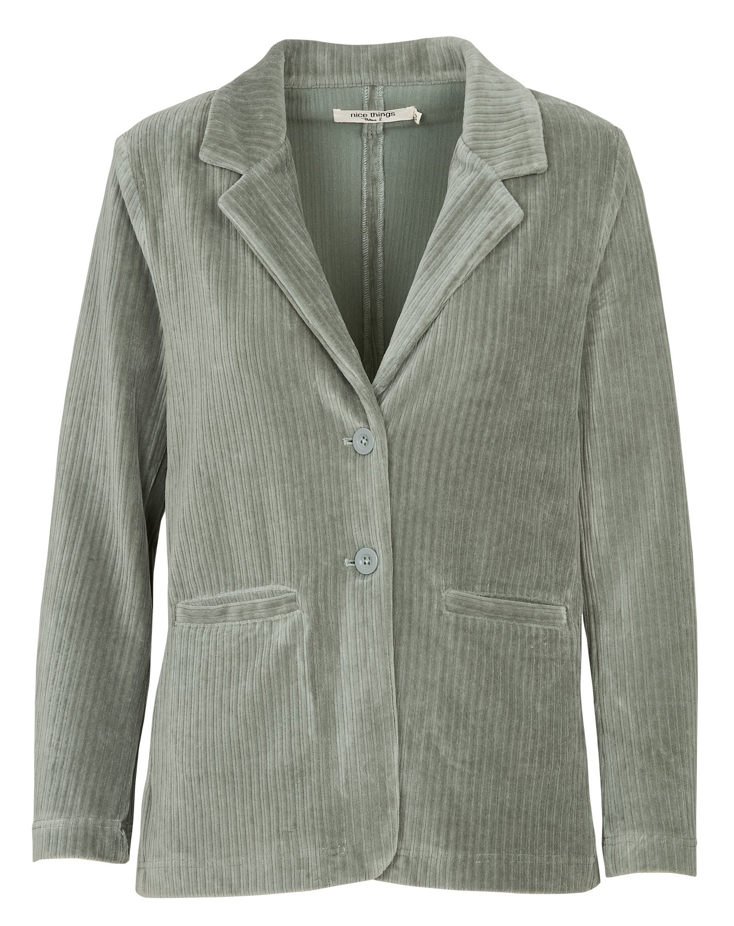 Veste droite col tailleur en velours côtelé Vert Nice things