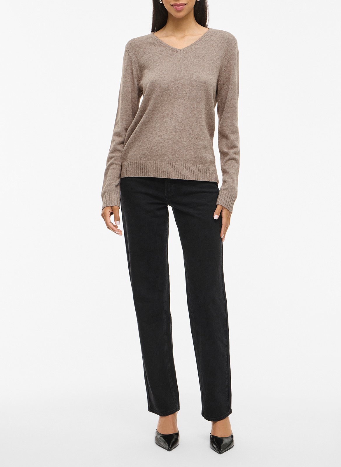 Pull droit en maille VILA Marron