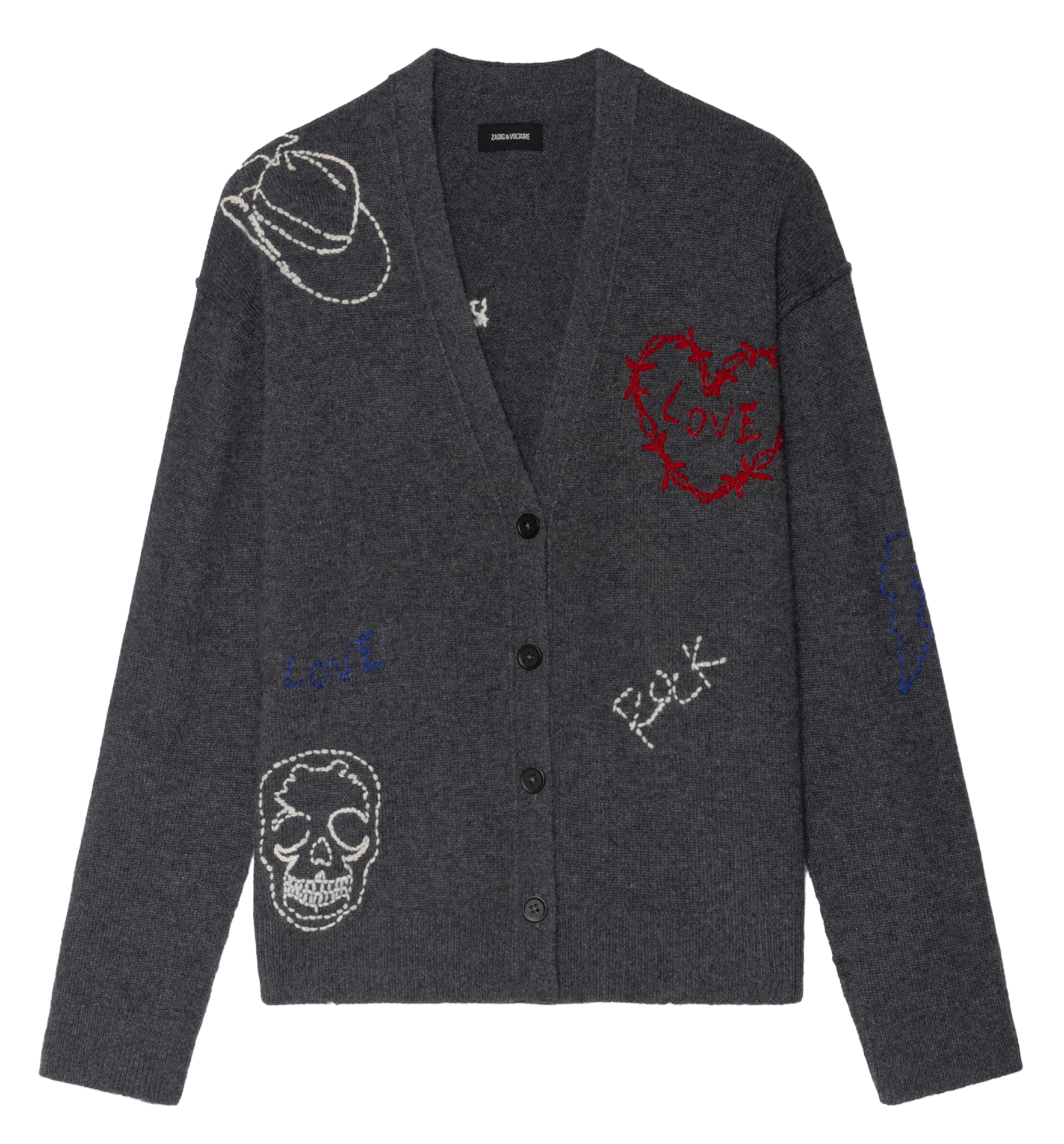 Kaschmir-Strickjacke mit V-Ausschnitt ZADIG&VOLTAIRE Grau