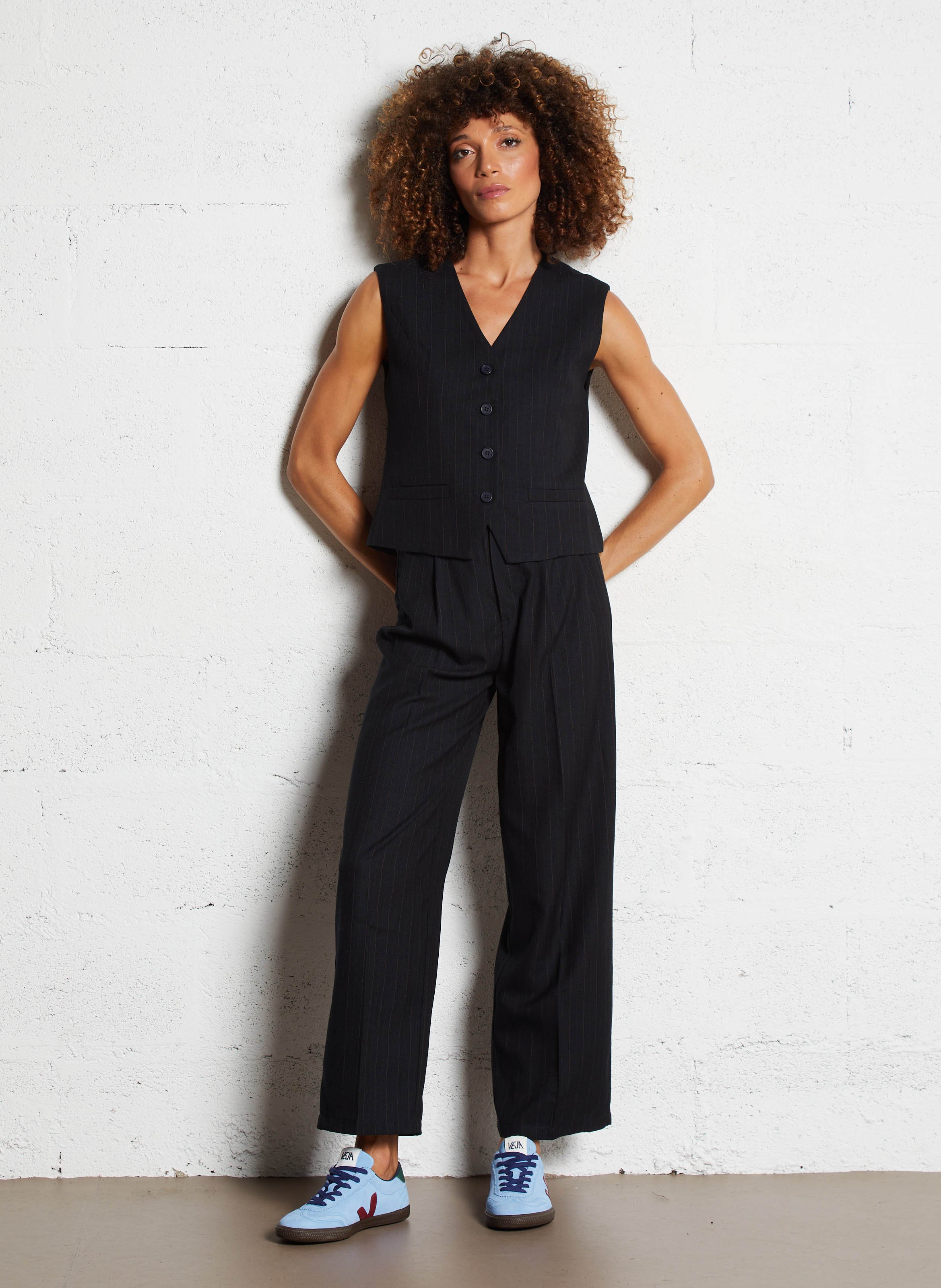 Striped cropped pants SEE U SOON Blue