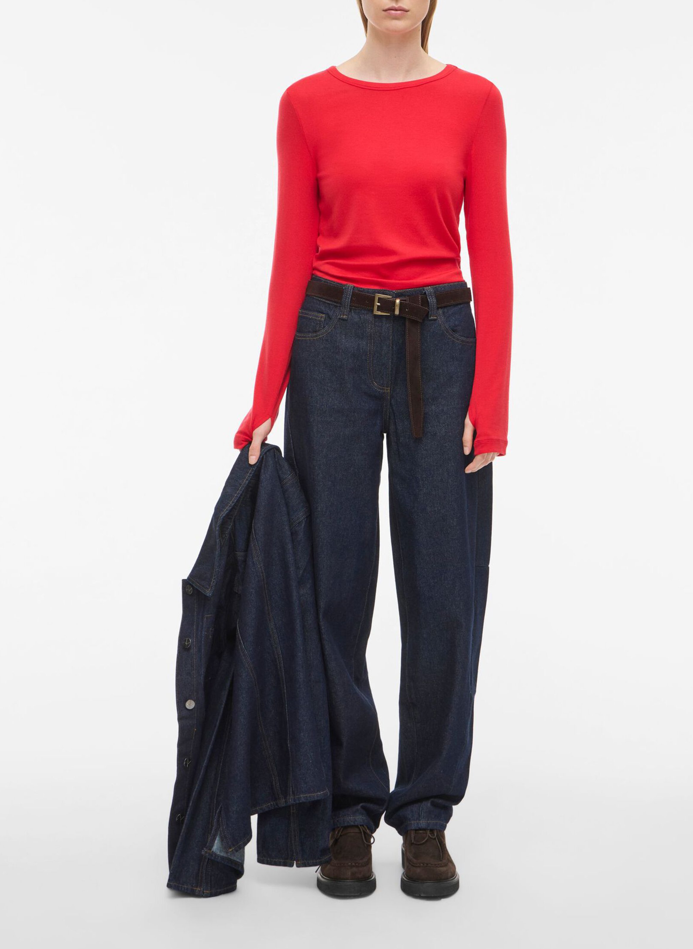 Tee-shirt ajusté col rond ROUGE EDIT Rouge