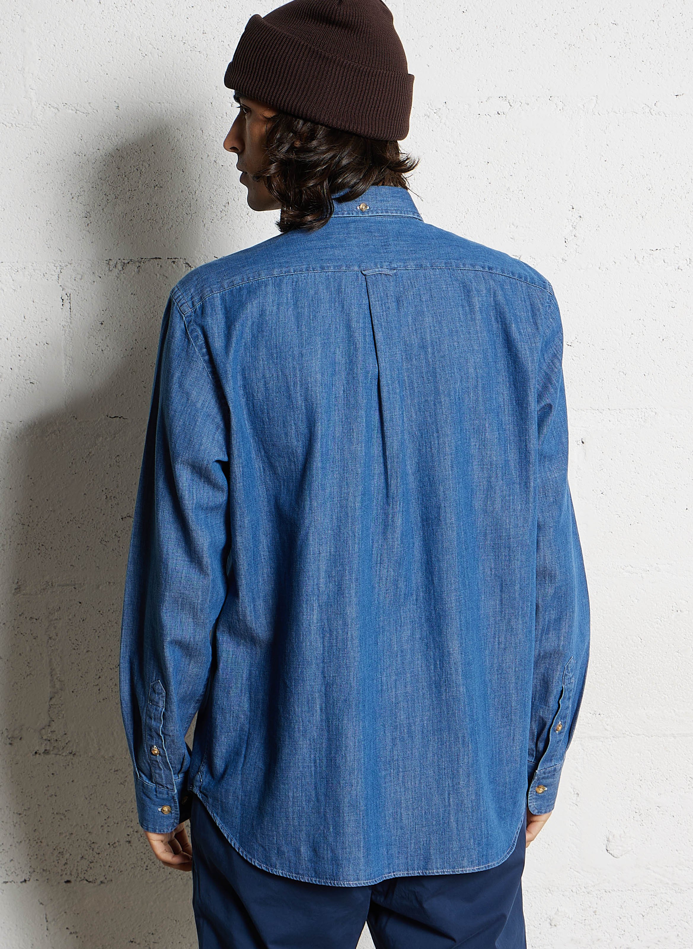 Straight buttoned denim shirt FACONNABLE Blue