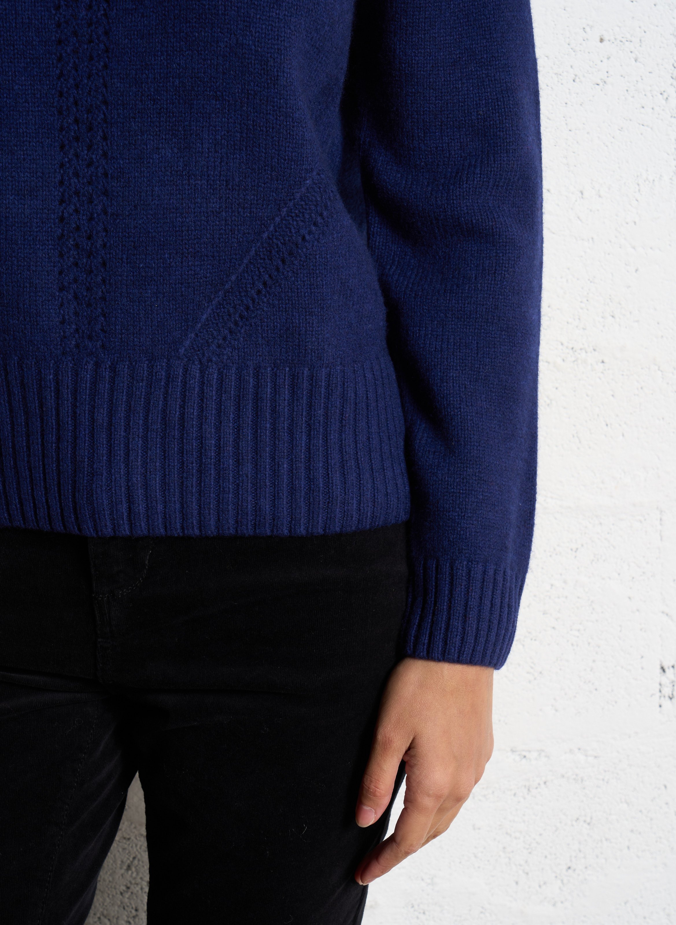 Pull col rond laine  SUD EXPRESS Bleu
