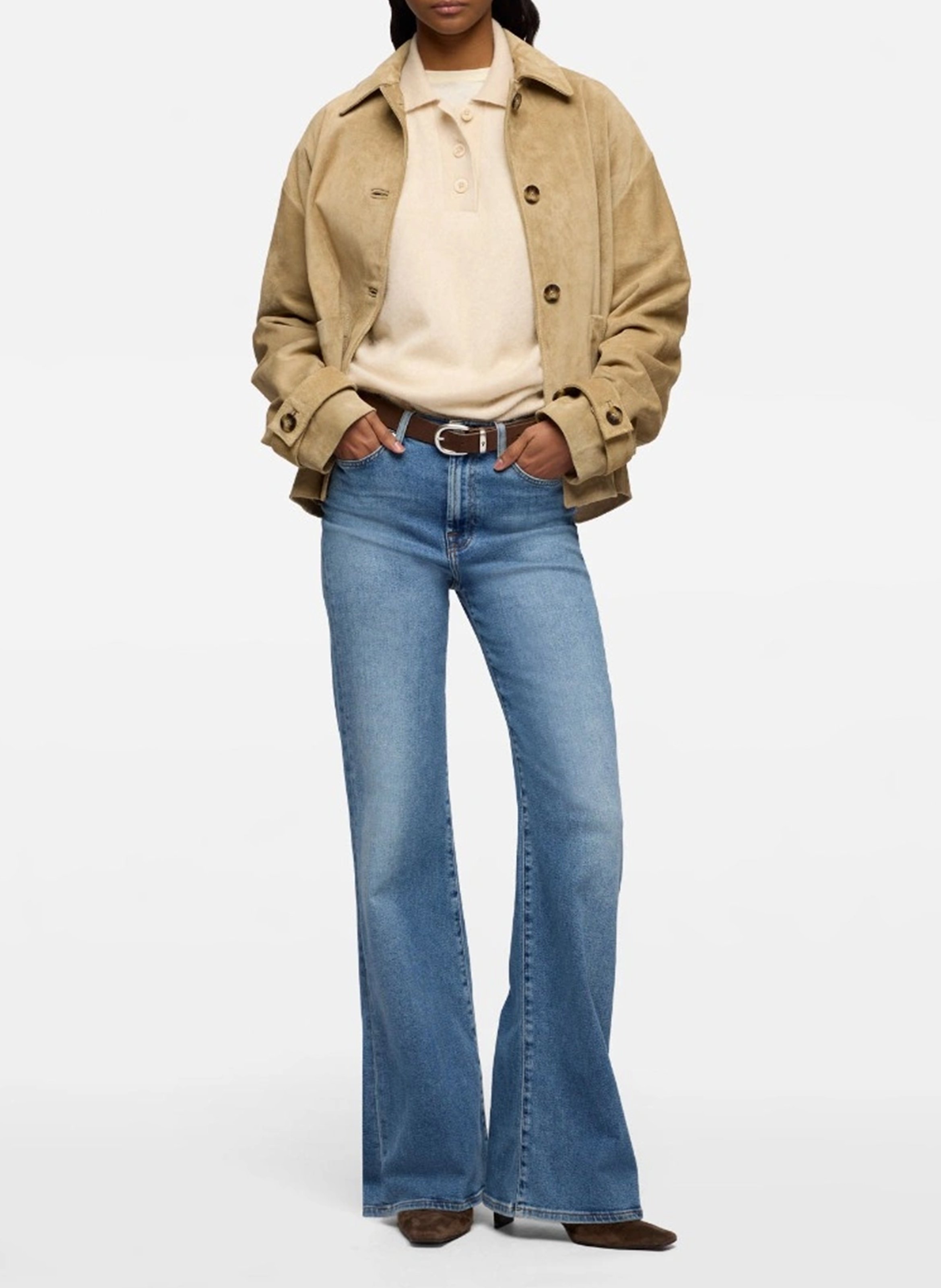 Hoge taille effen flared jeans 7 FOR ALL MANKIND Blauw