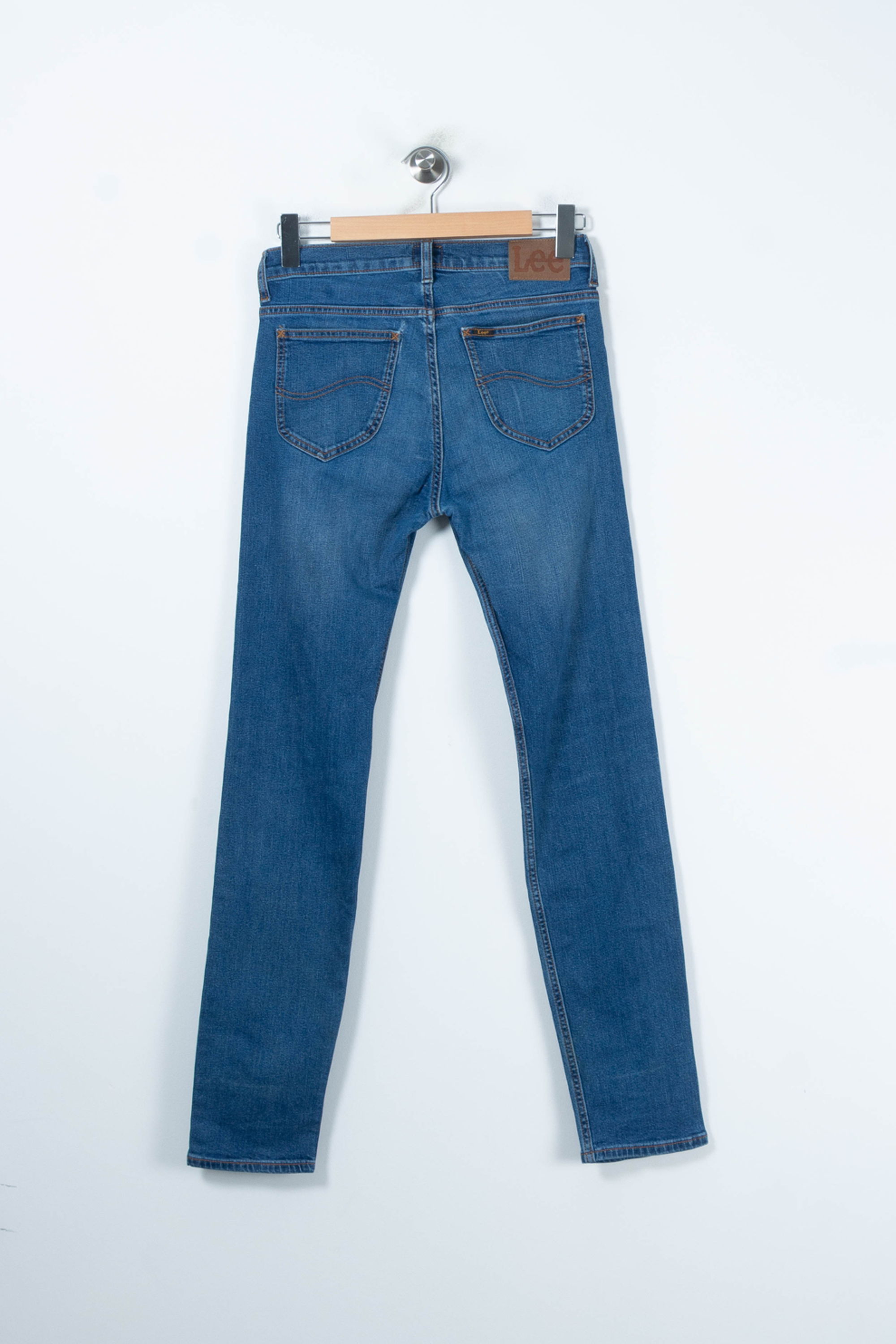 Cropped slim jeans with studs LEE - Seconde Main Blue