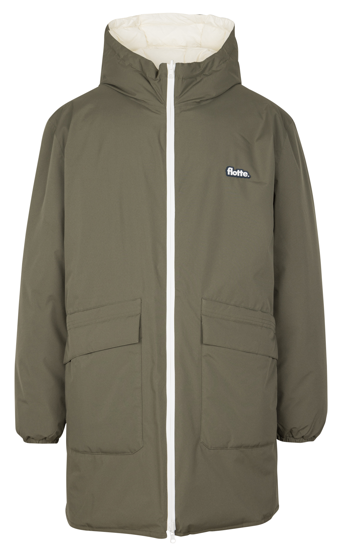 Langer Steppmantel mit Stehkragen, wendbar FLOTTE Khaki