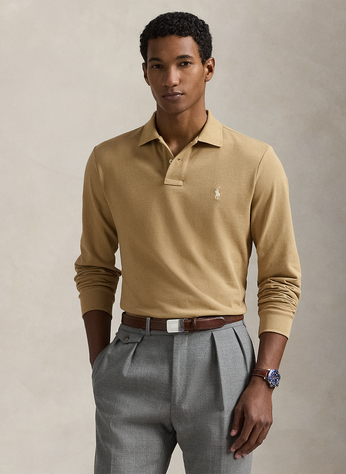 Regular fit polo van piquékatoen met lange mouwen POLO RALPH LAUREN Beige
