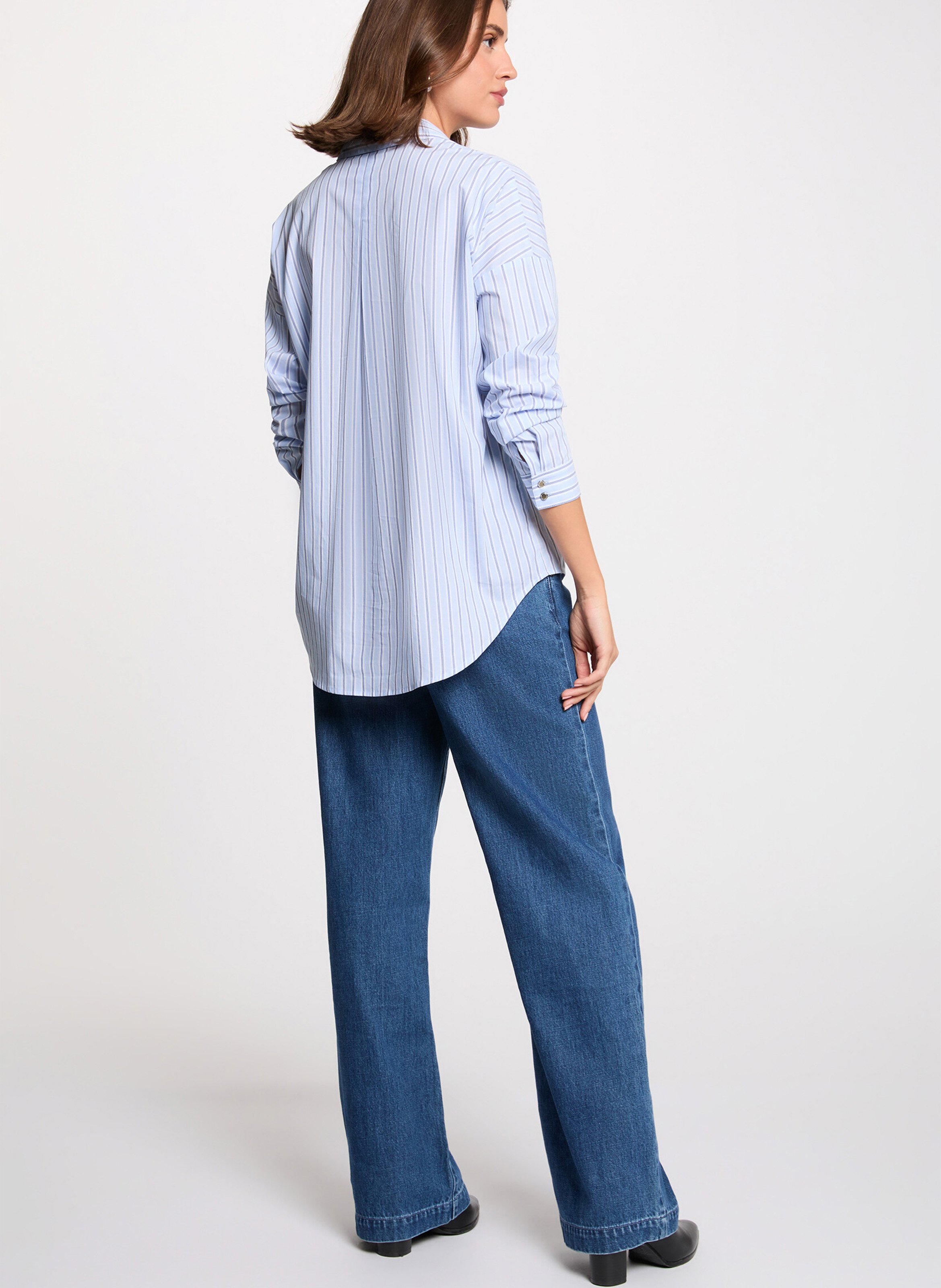 <p>Übergroßes Hemd mit Streifen und Strassdetails</p> MORGAN Mehrfarbig