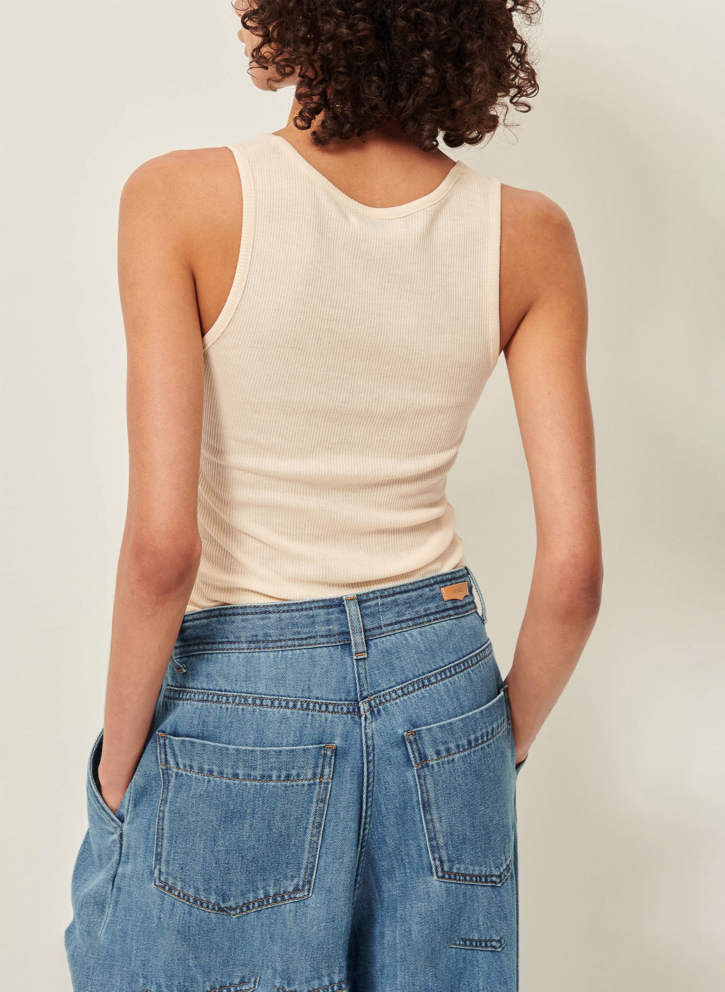 Aansluitende tanktop in effen jersey SESSUN Beige