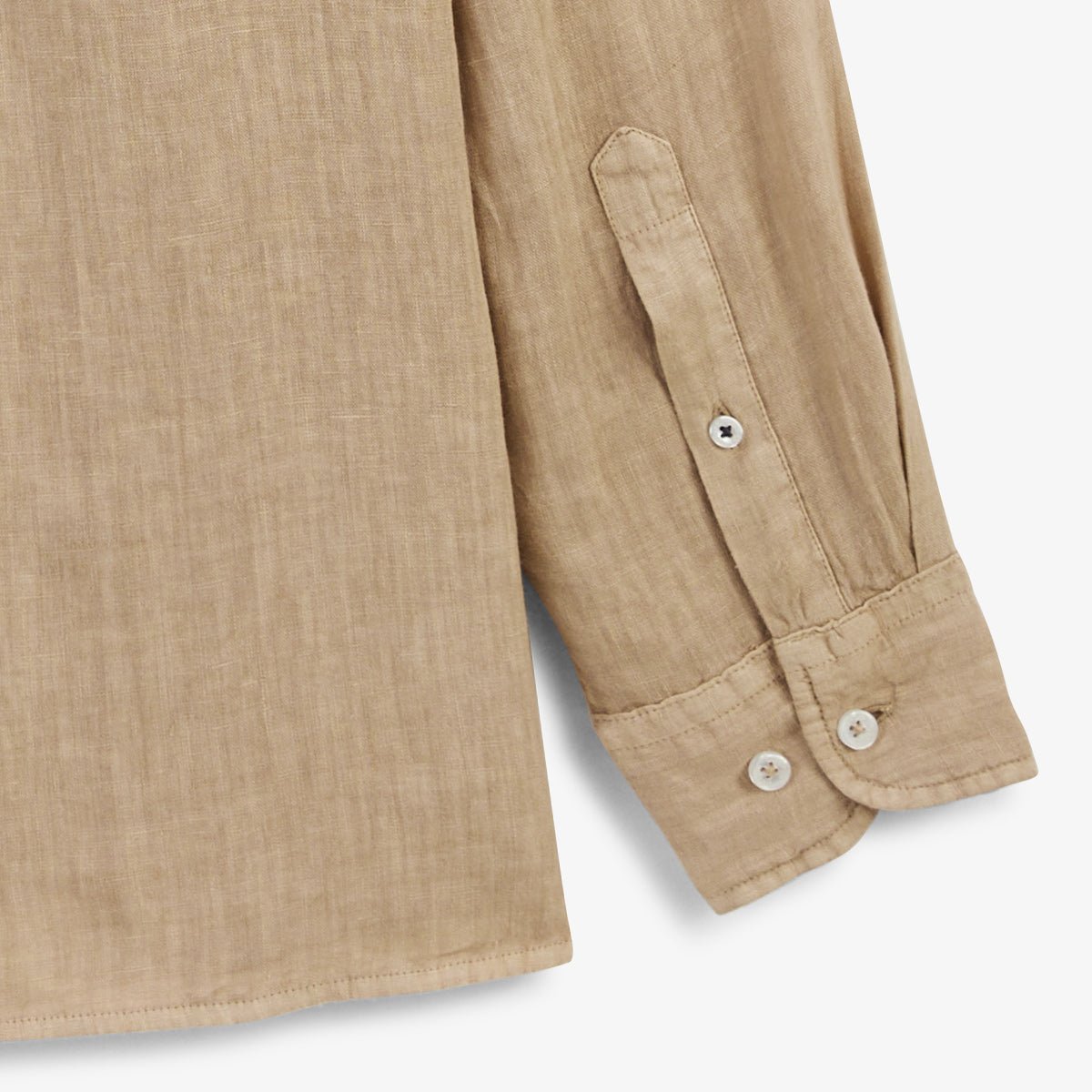 Solid long-sleeve linen shirt SERGE BLANCO Brown