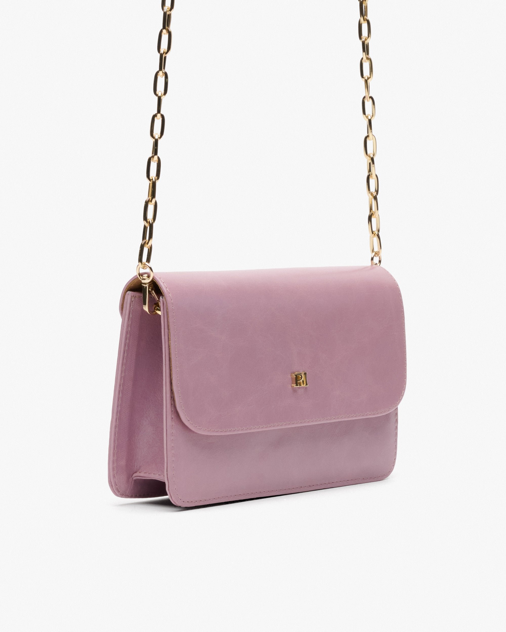 Lilac leather evening clutch with chain PEDRO MIRALLES Purple