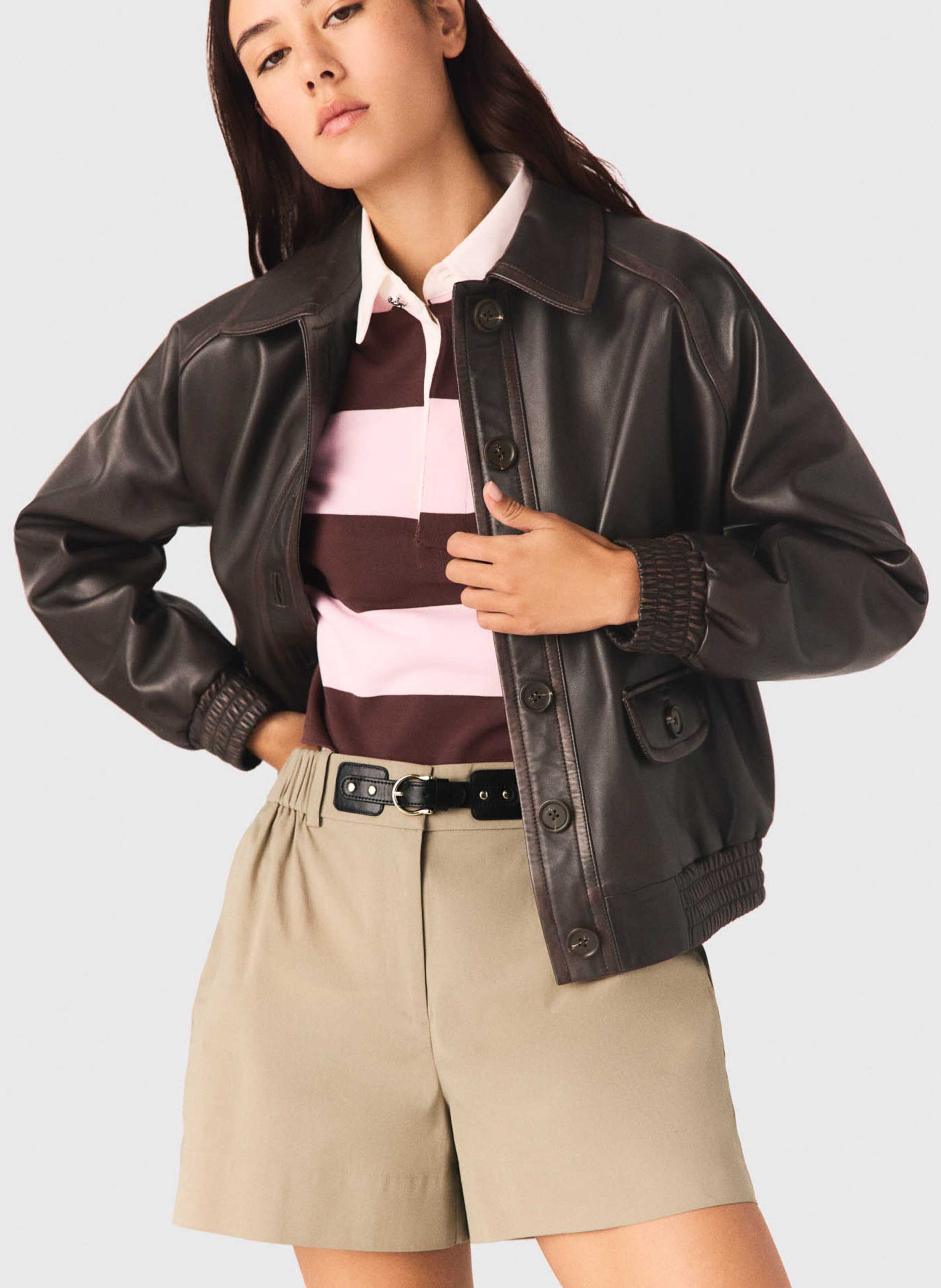 Straight cotton-blend shorts MAJE Beige