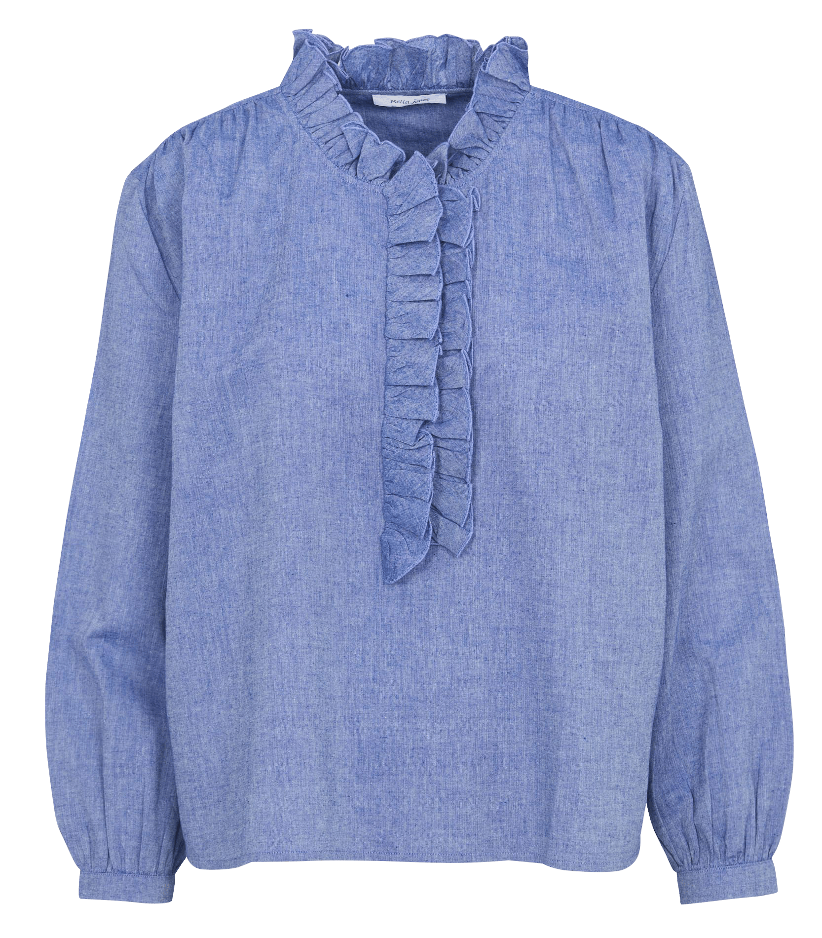 Blouse met ronde hals en ruches BELLA JONES Blauw