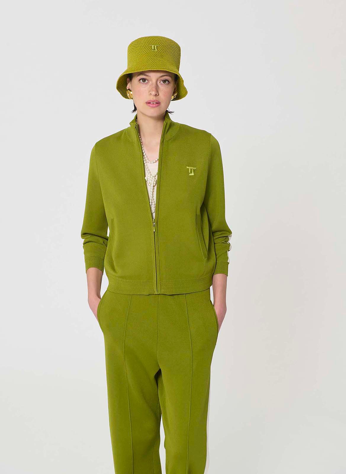 Gilet droit col montant en maille TARA JARMON Vert