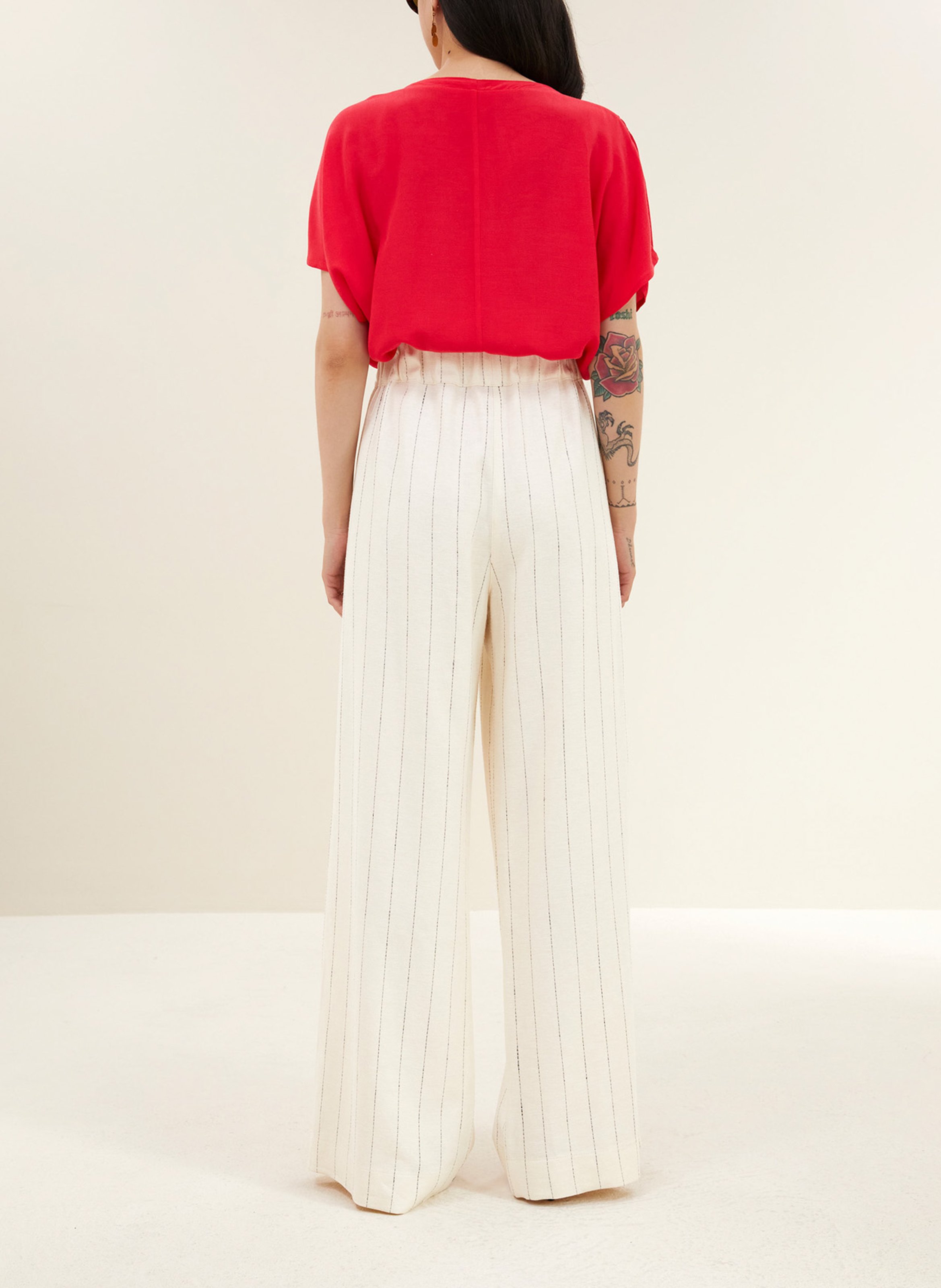 Wijde, gestreepte broek BY BAR Zwart