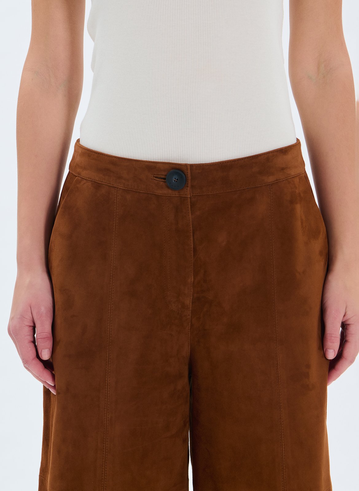 Grote leren bermuda ZAPA Bruin