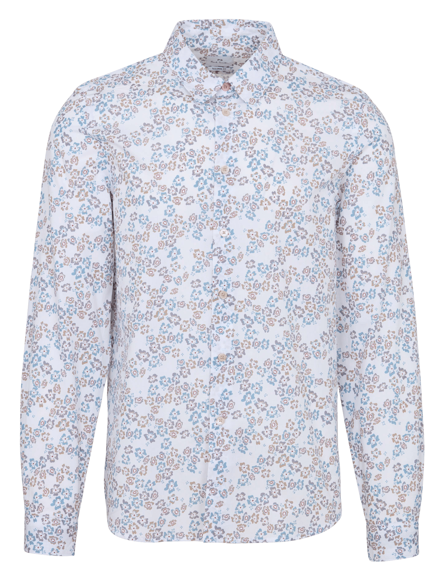 Tailored-fit shirt with classic collar and floral print in cotton PAUL SMITH White