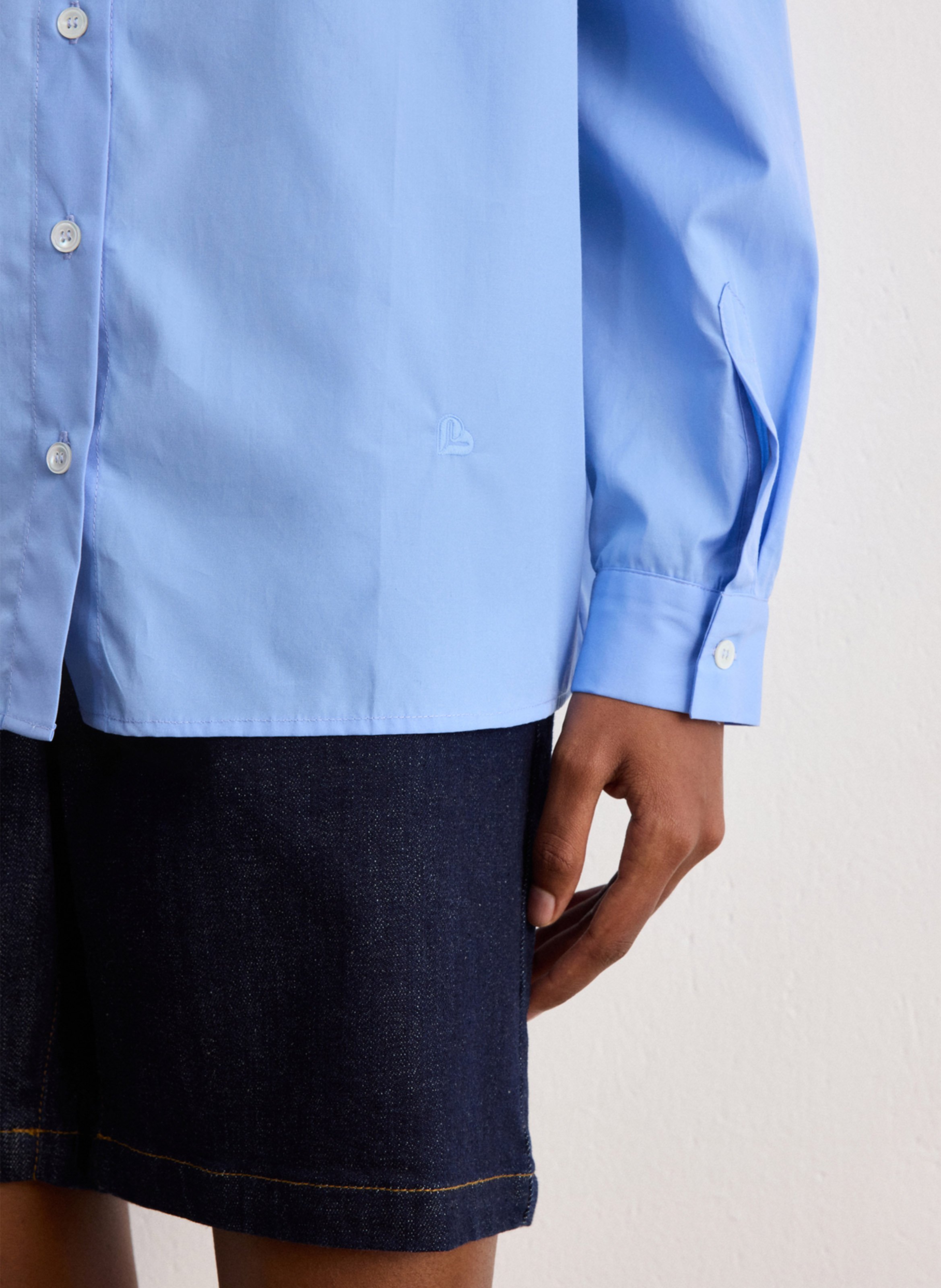 Chemise droite en coton PABLO Bleu