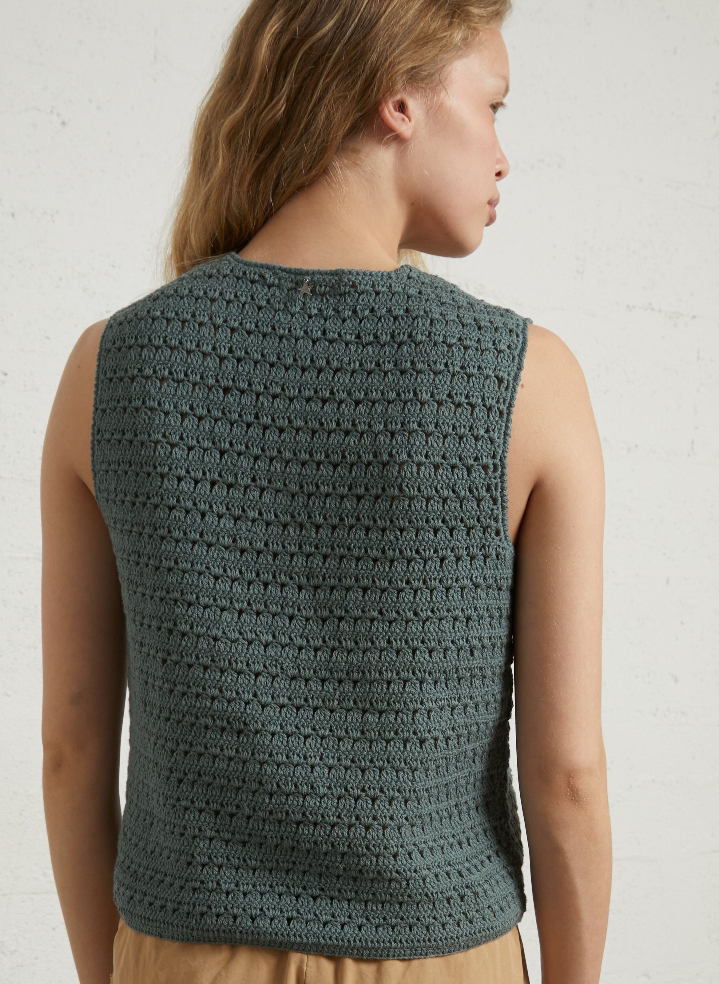 Gilet droit col rond en coton SUD EXPRESS Gris