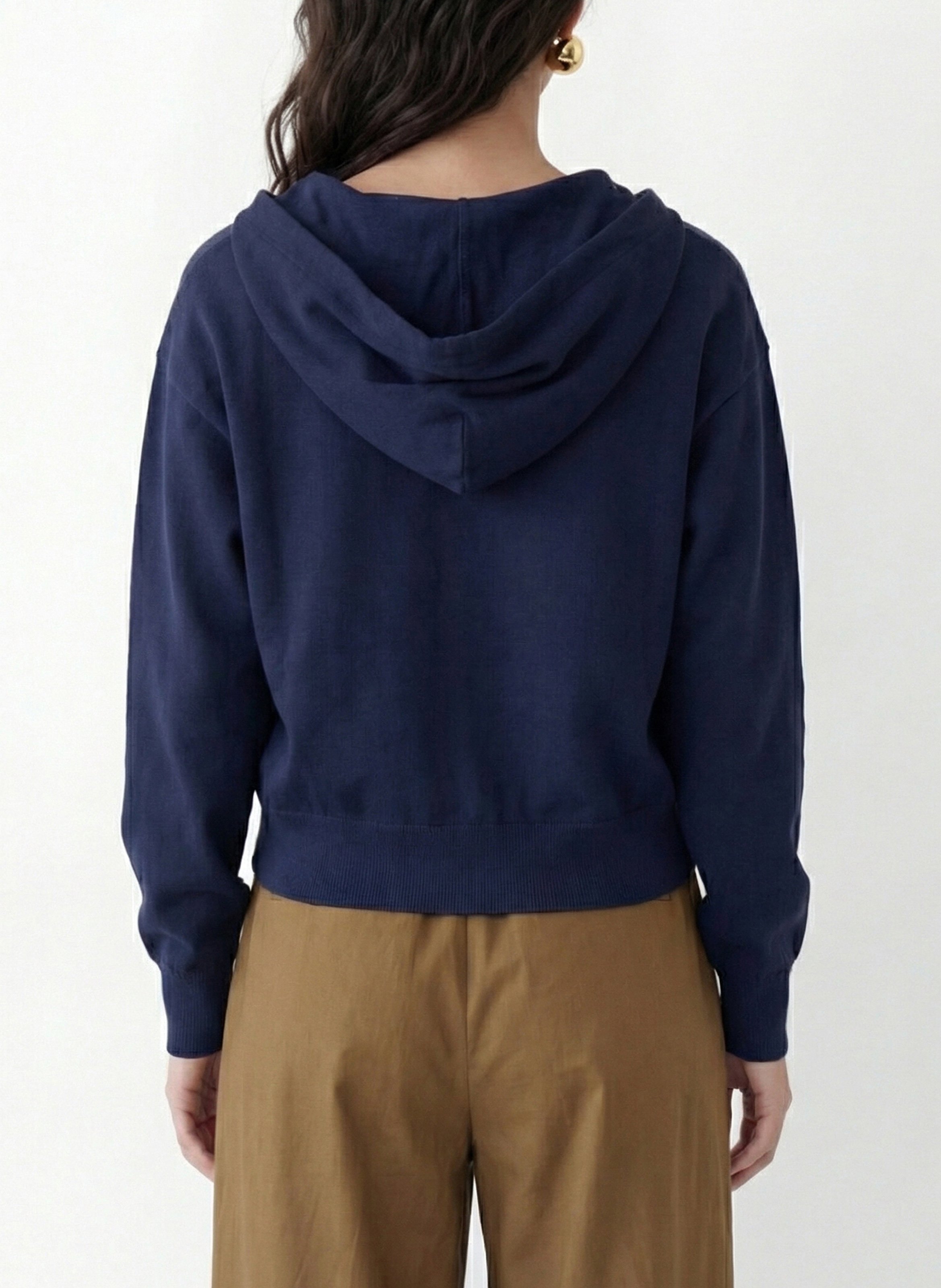 Gilet zippé à capuche en maille unie KOOKAI Bleu