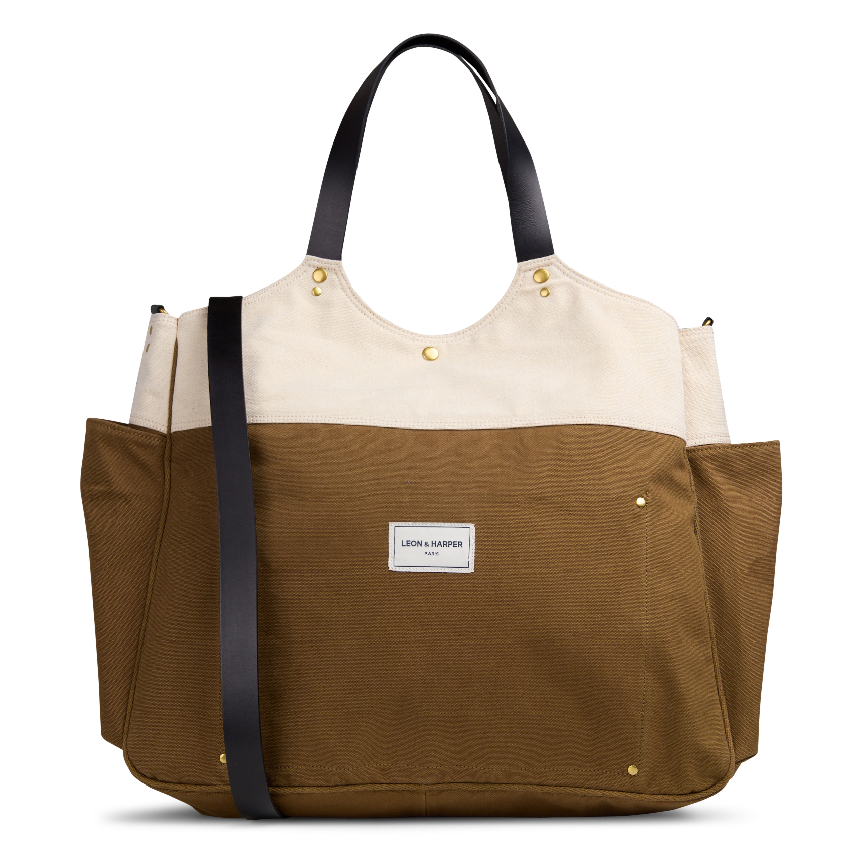 Sac cabas en coton LEON & HARPER Marron