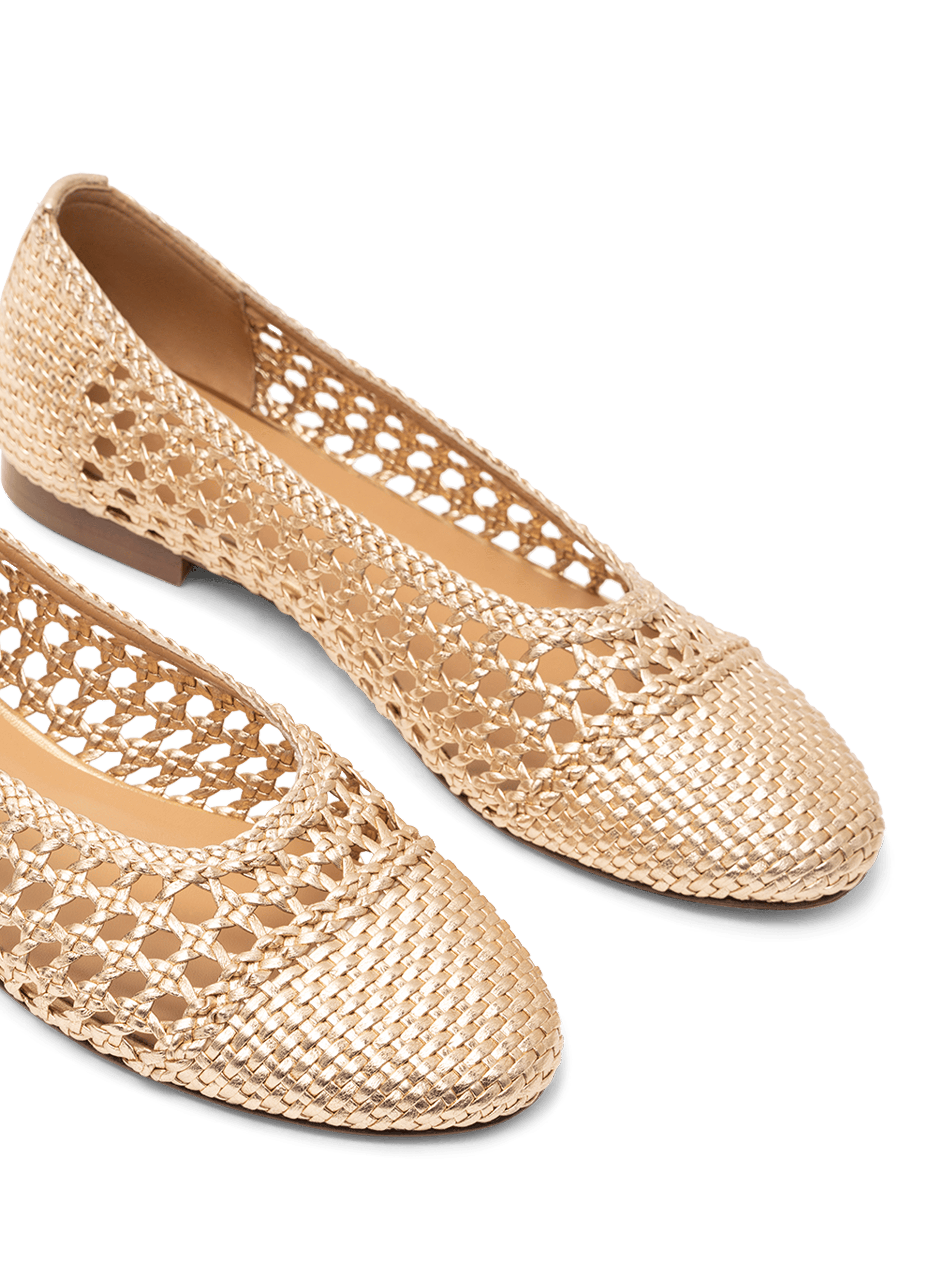 Braided gold nappa leather ballerina flats PARALLELE PARIS Golden