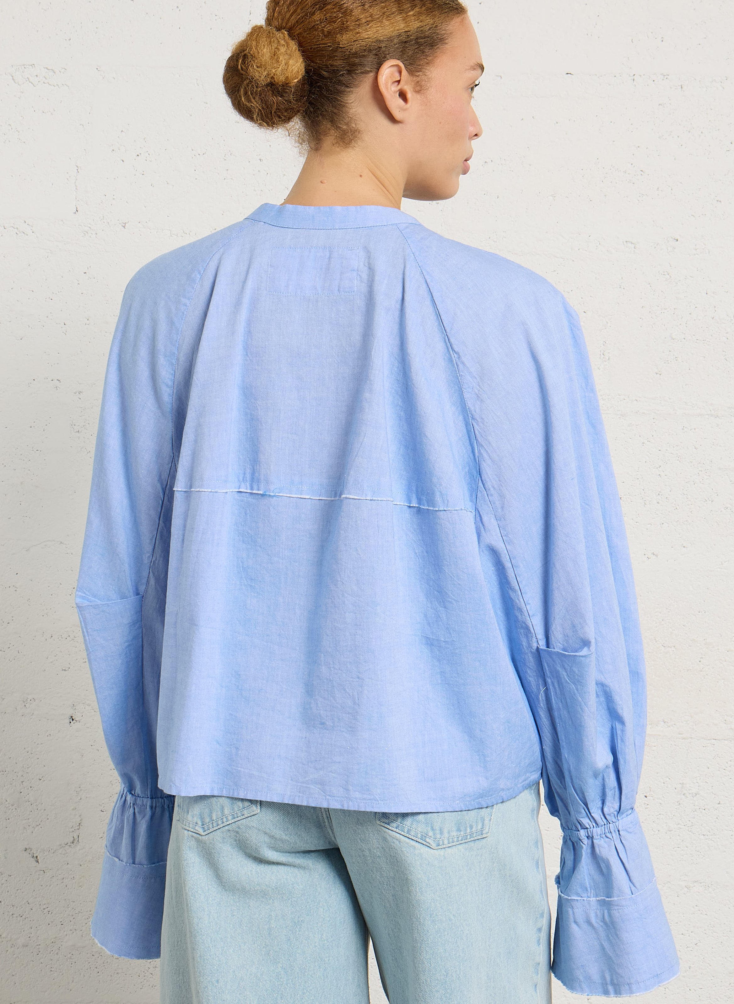 Korte, katoenen jurk met ronde hals MES DEMOISELLES Blauw