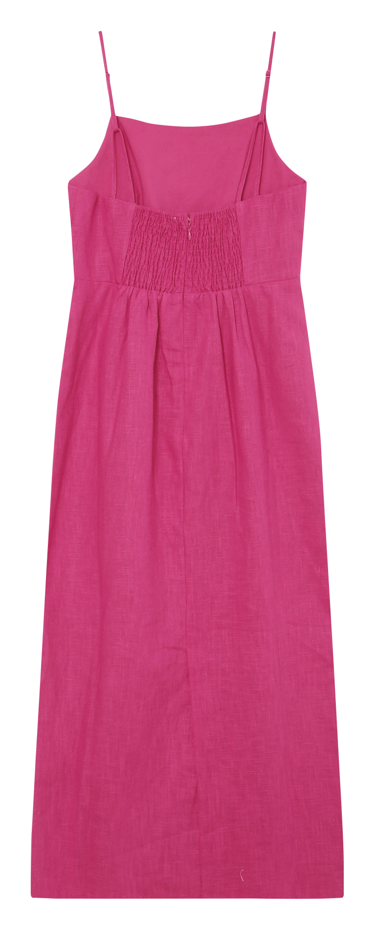 Solid color straight midi linen blend dress GRACE ET MILA Pink