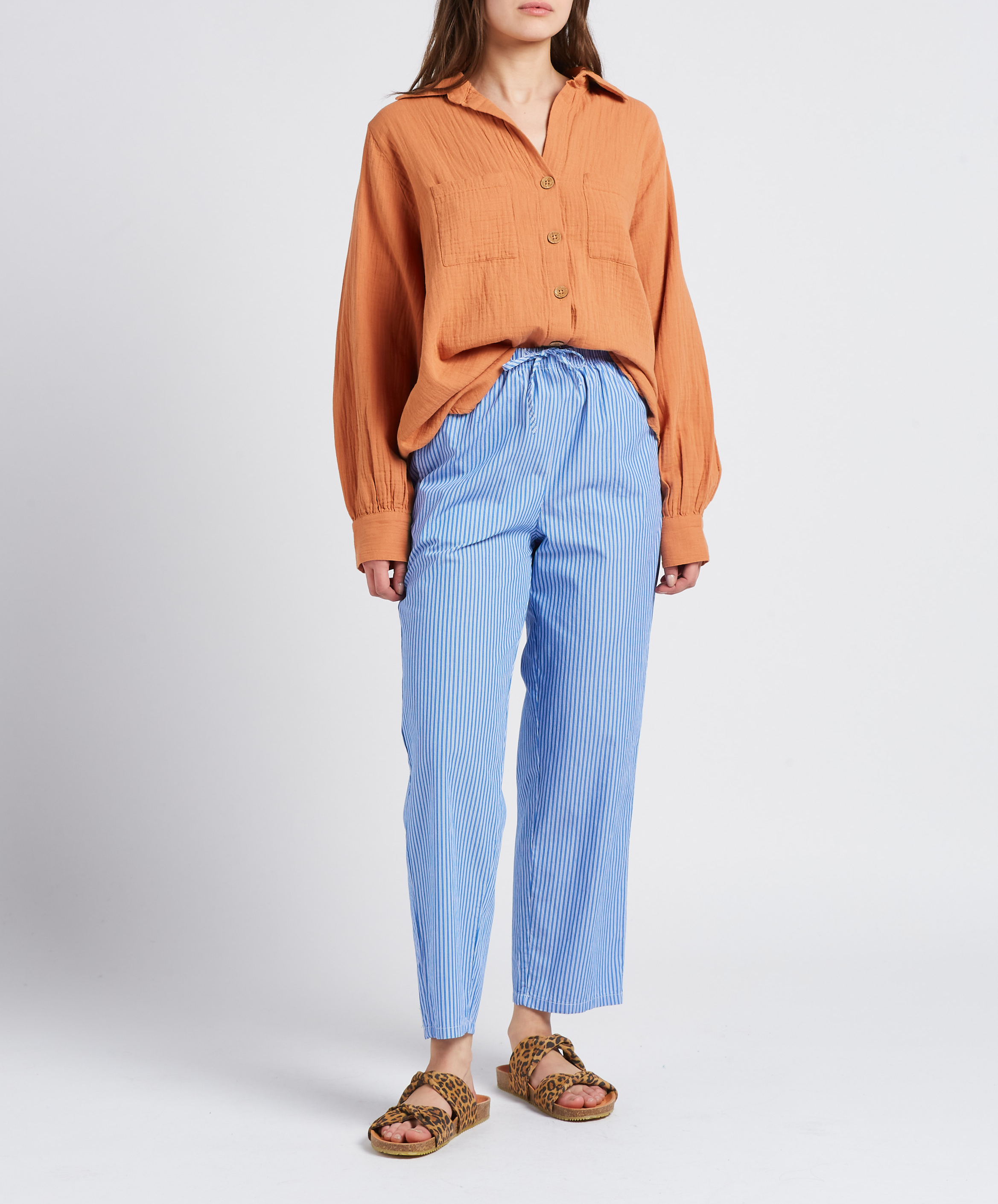 Gestreifte Karottenhose aus Baumwolle AMERICAN VINTAGE Blau