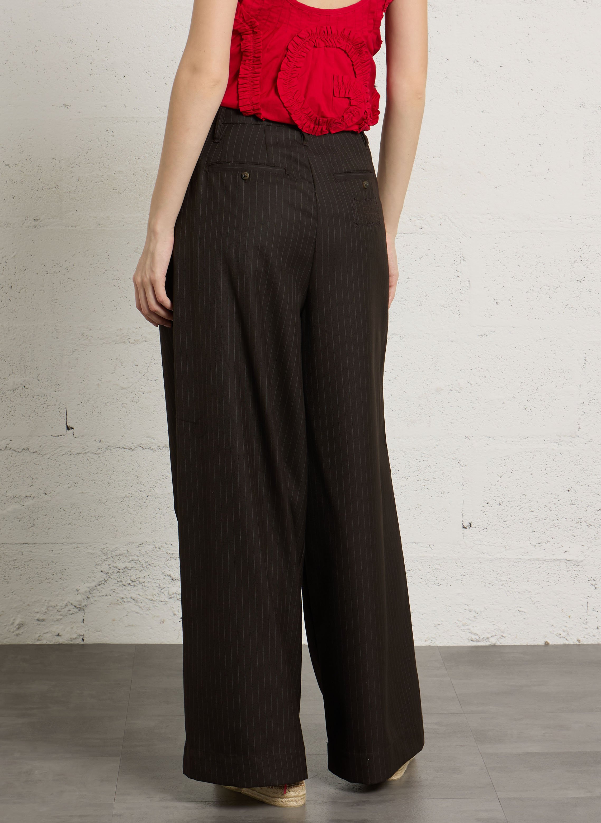 High-waisted wide-leg striped pants DAMSON MADDER Brown