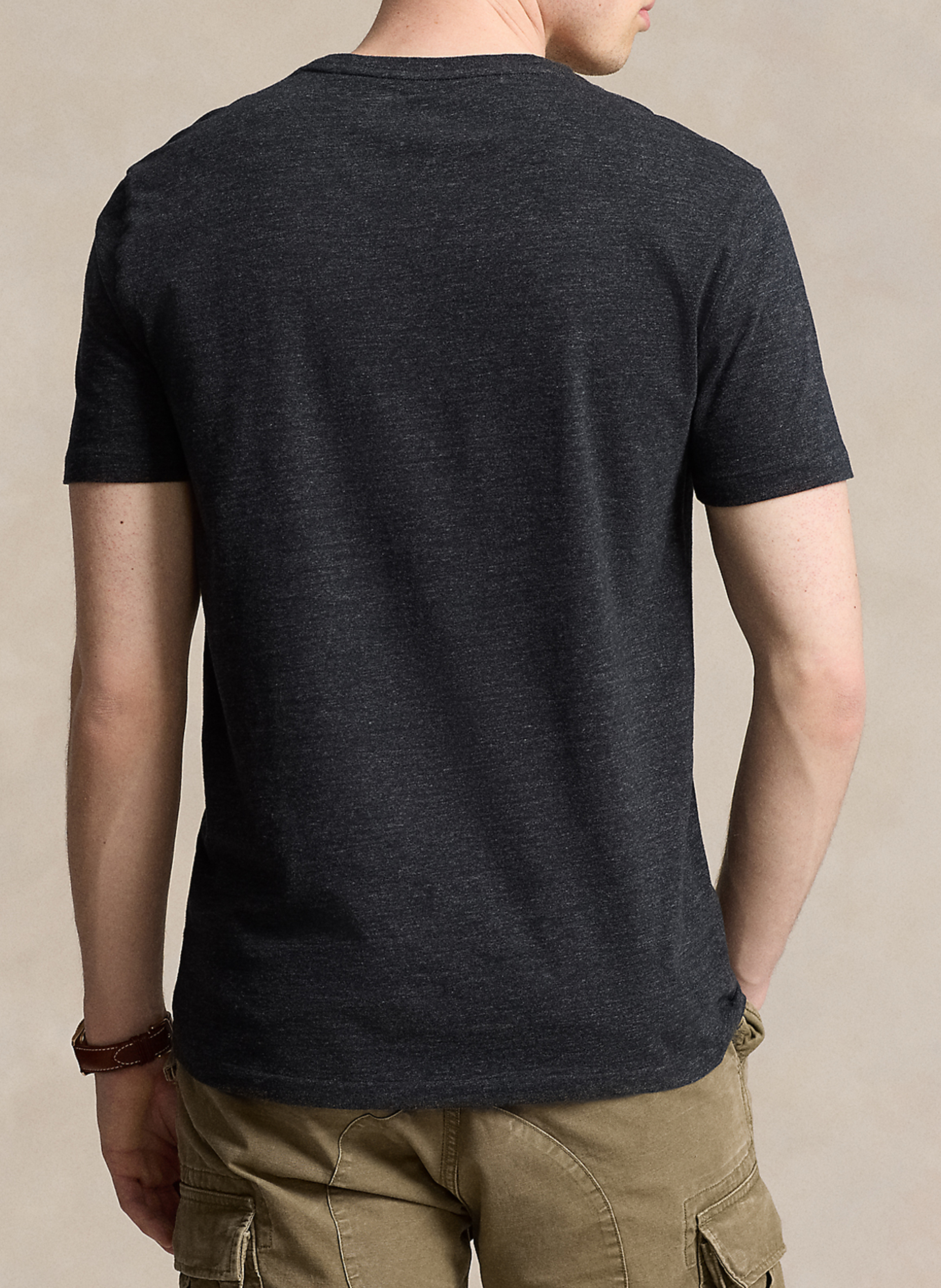 Rundhals-T-Shirt aus melierter Baumwolle, Slim Fit POLO RALPH LAUREN Schwarz