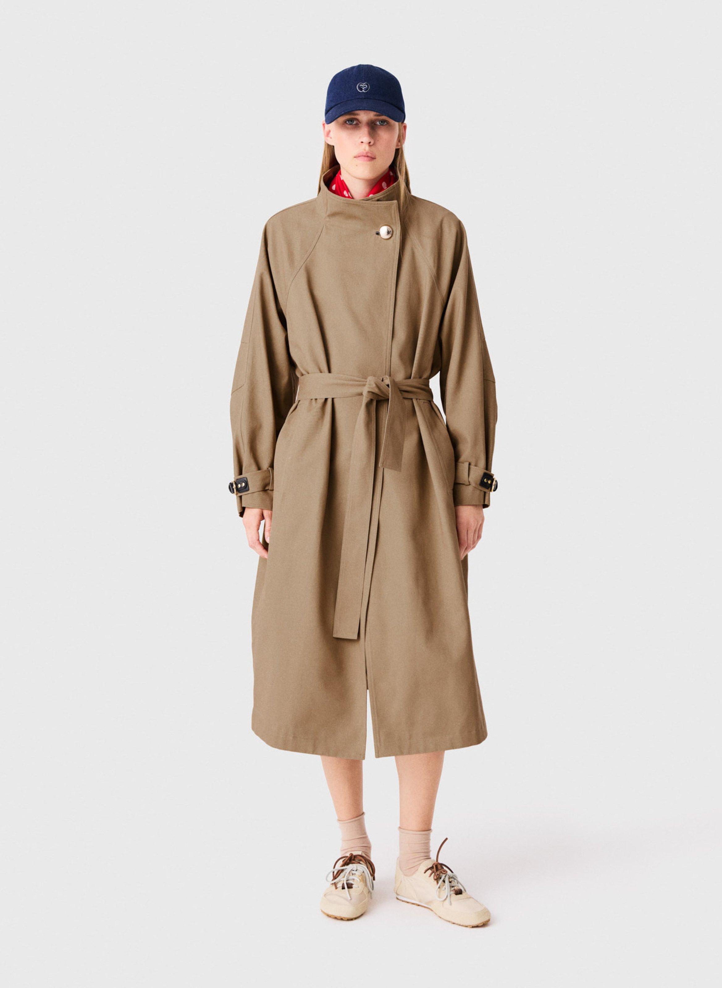 Trench met opstaande kraag van katoen MAJE Beige