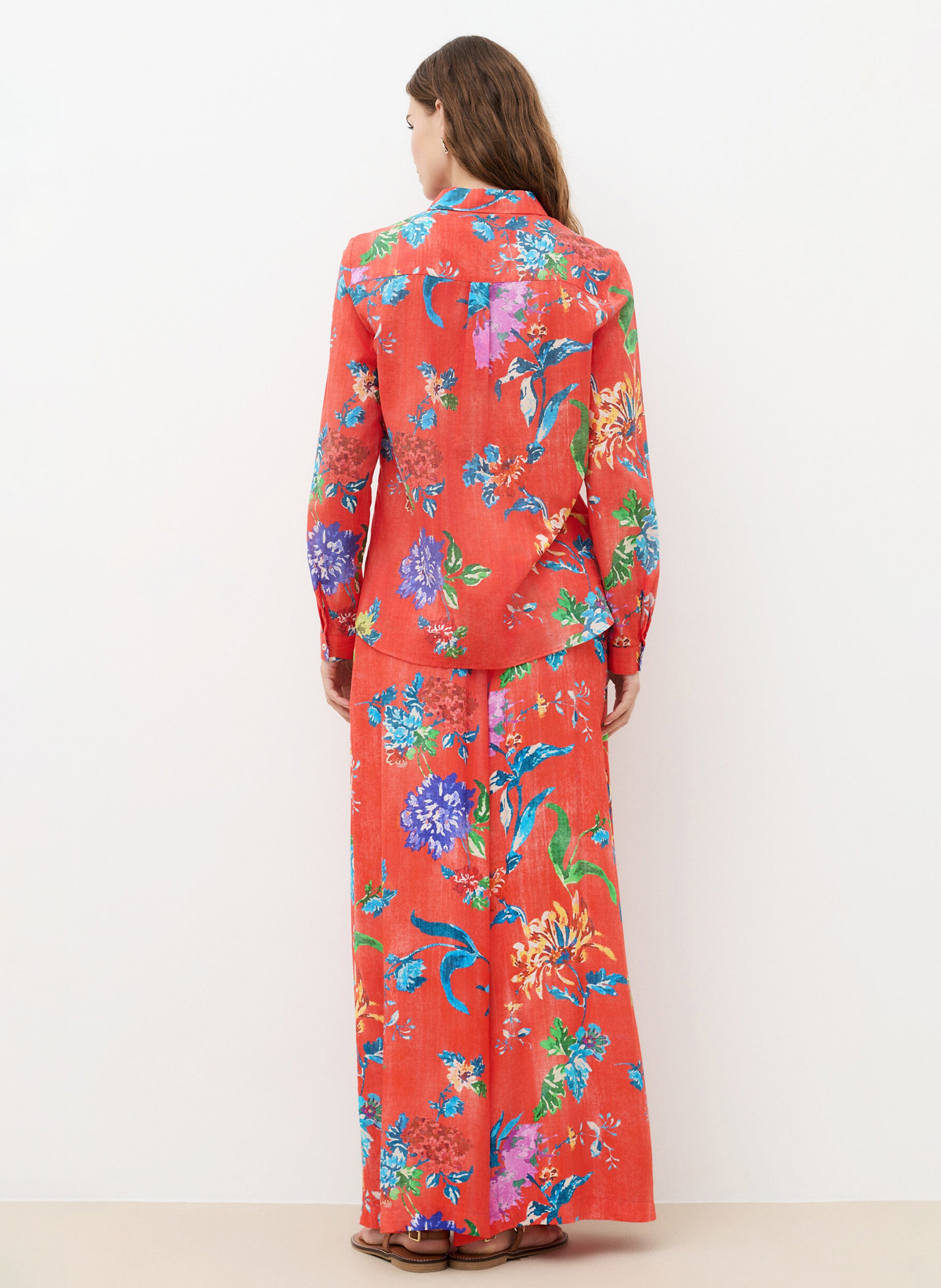 Cotton shirt with floral print CAROLL Red