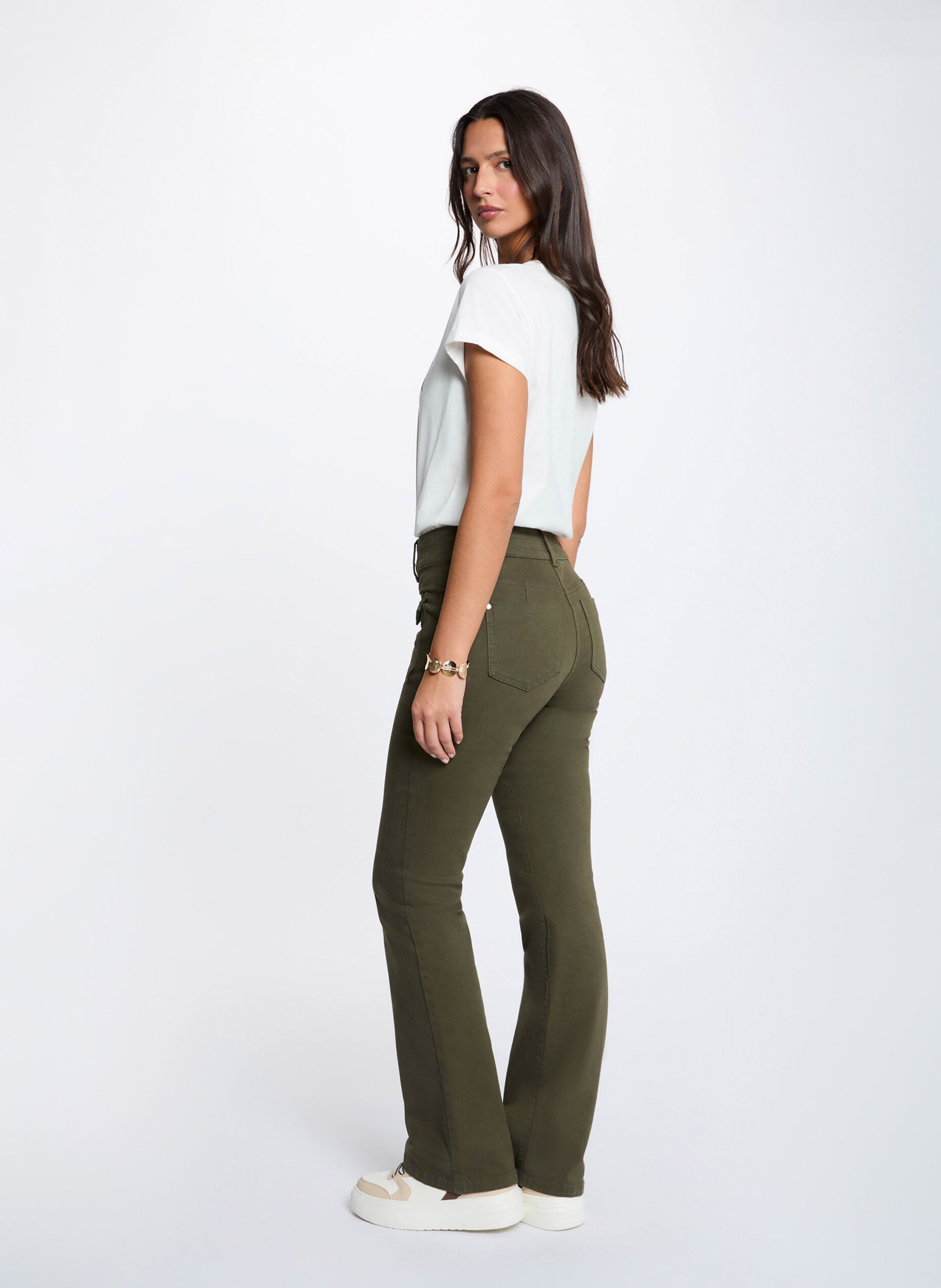 Straight-leg cotton-blend pants MORGAN Green