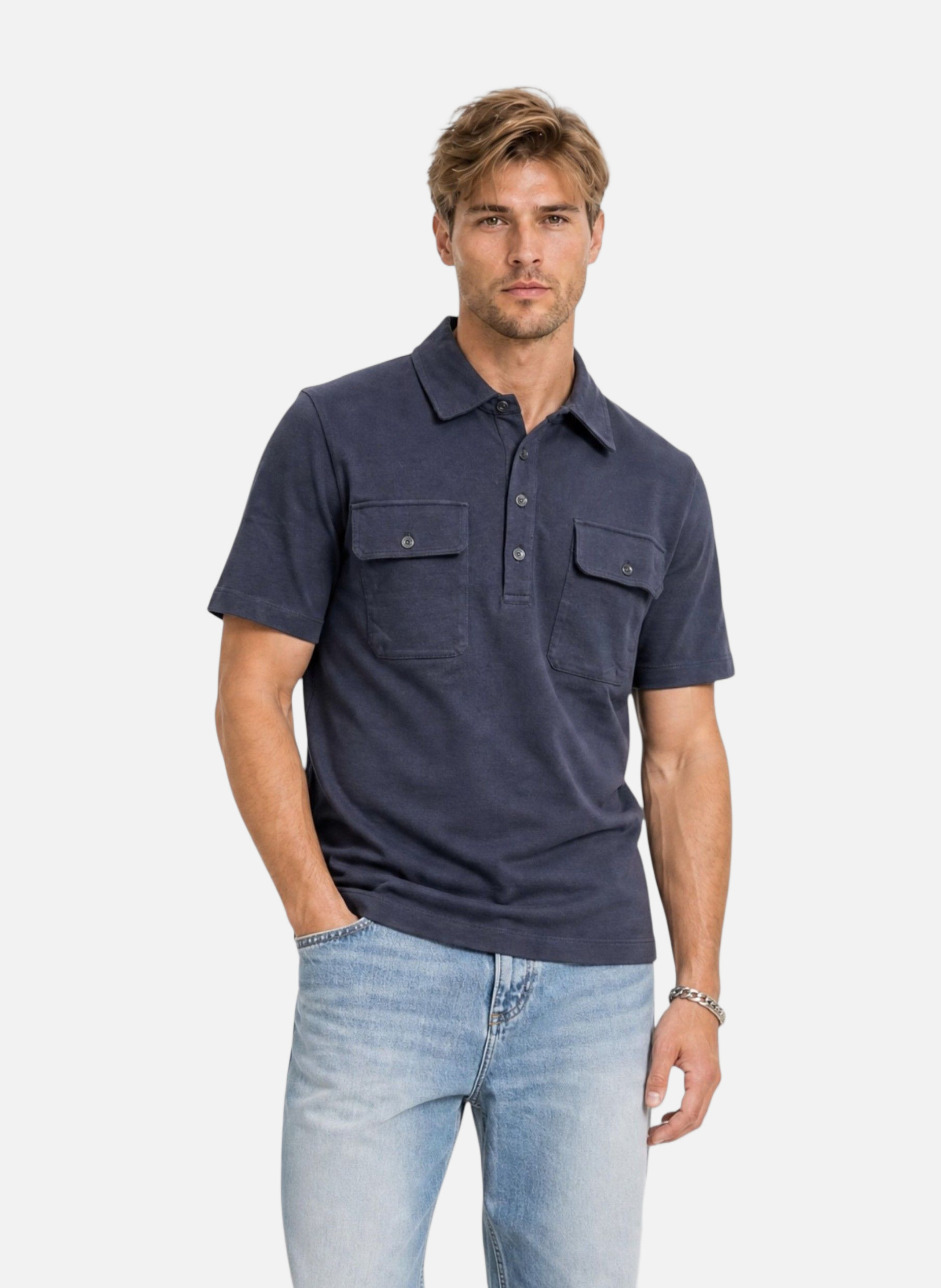 Straight-cut short-sleeve polo THE KOOPLES Blue