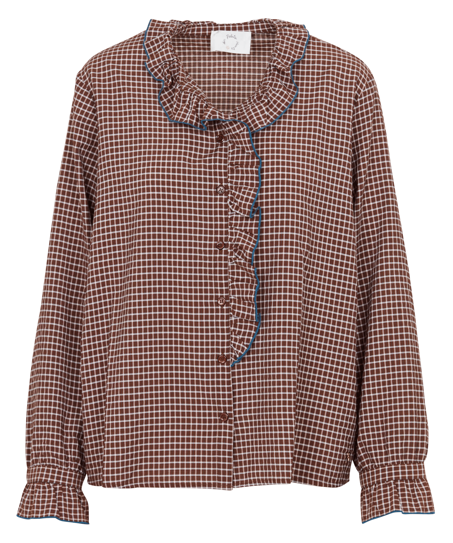 Chemise manches longues à volant  DES PETITS HAUTS Marron