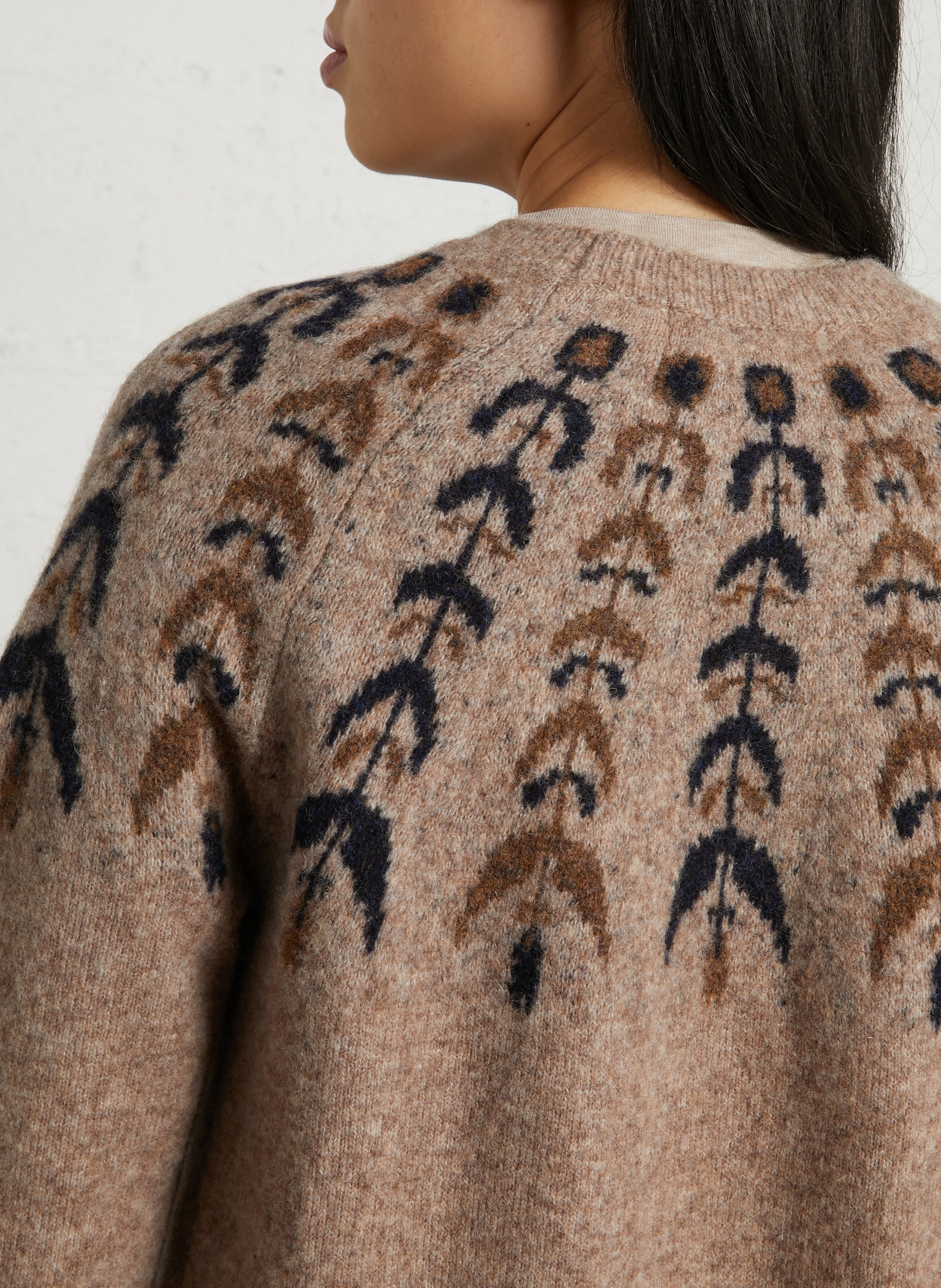 Pull droit à motif jacquard en laine mélangée NICE THINGS Beige