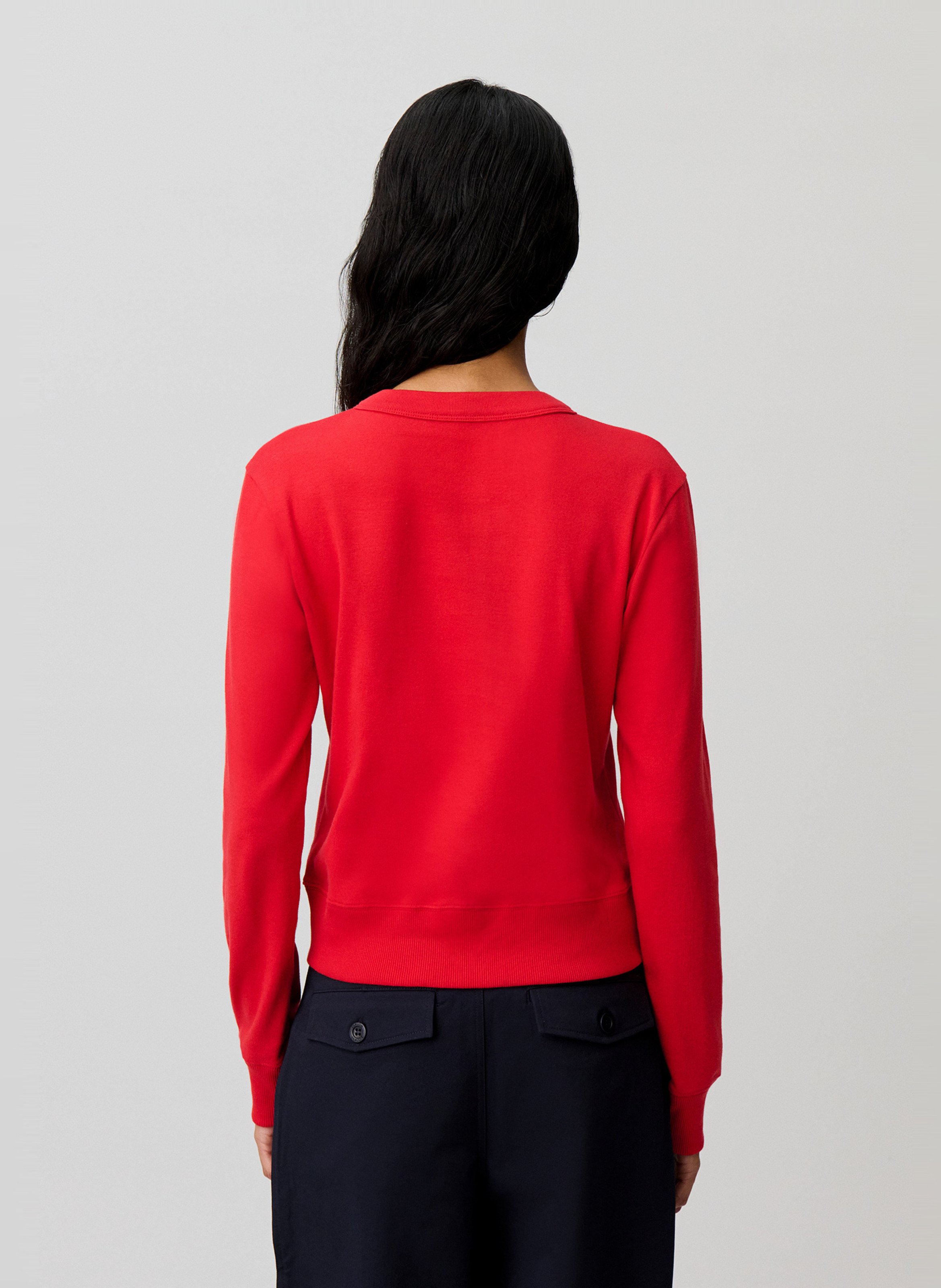 Mouwloze blouse van spijkerstof met klassieke kraag CLAUDIE PIERLOT Rood