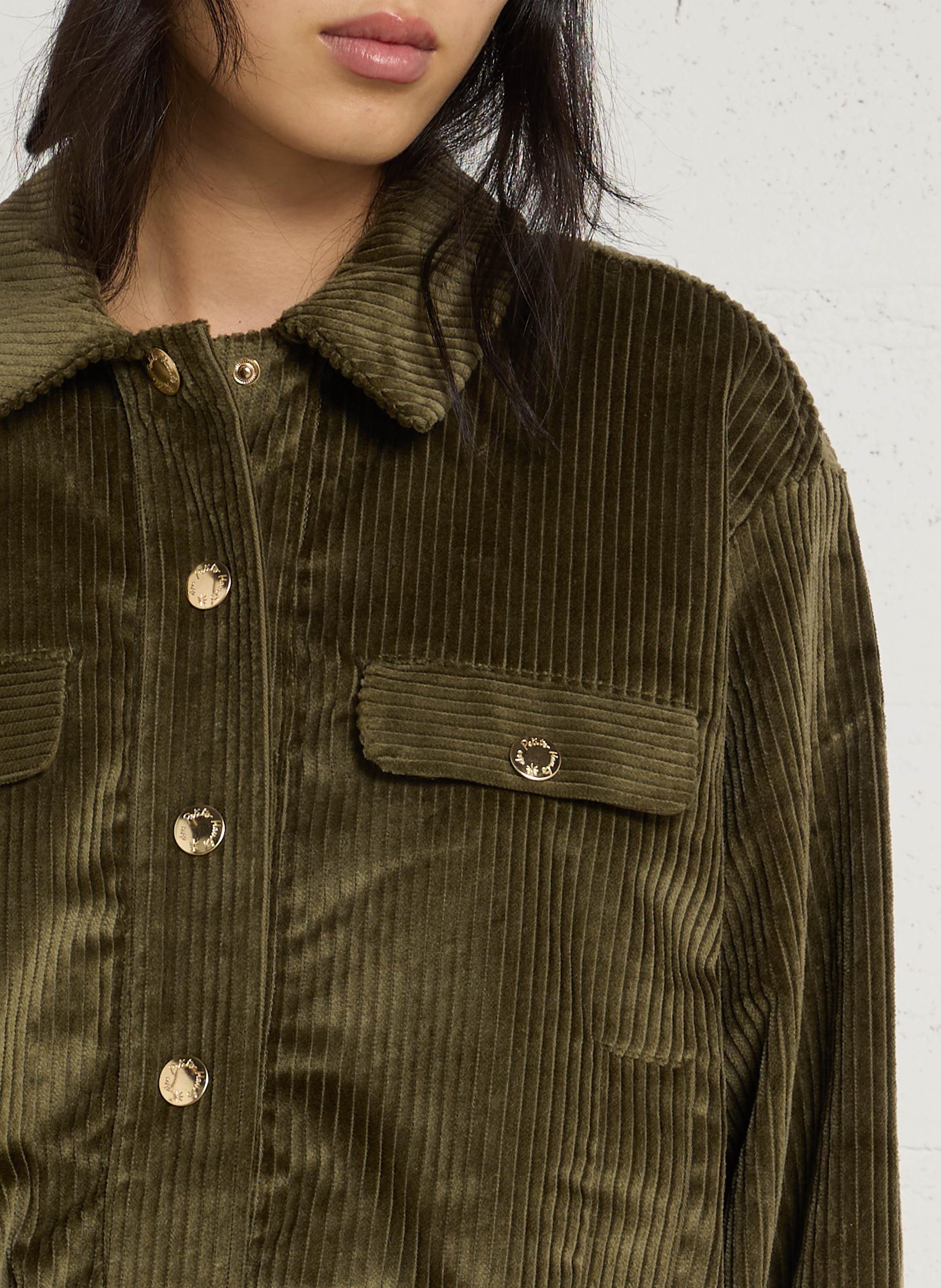 Blouson ample côtelé en coton mélangé DES PETITS HAUTS Vert